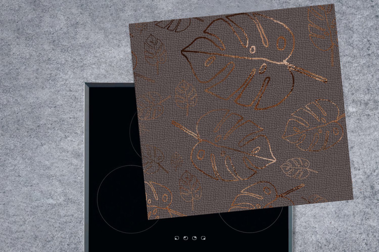 (1 Bronze, küche - Herdblende-/Abdeckplatte - Vinyl, tlg), MuchoWow Ceranfeldabdeckung, 78x78 Muster Arbeitsplatte cm, für Luxus
