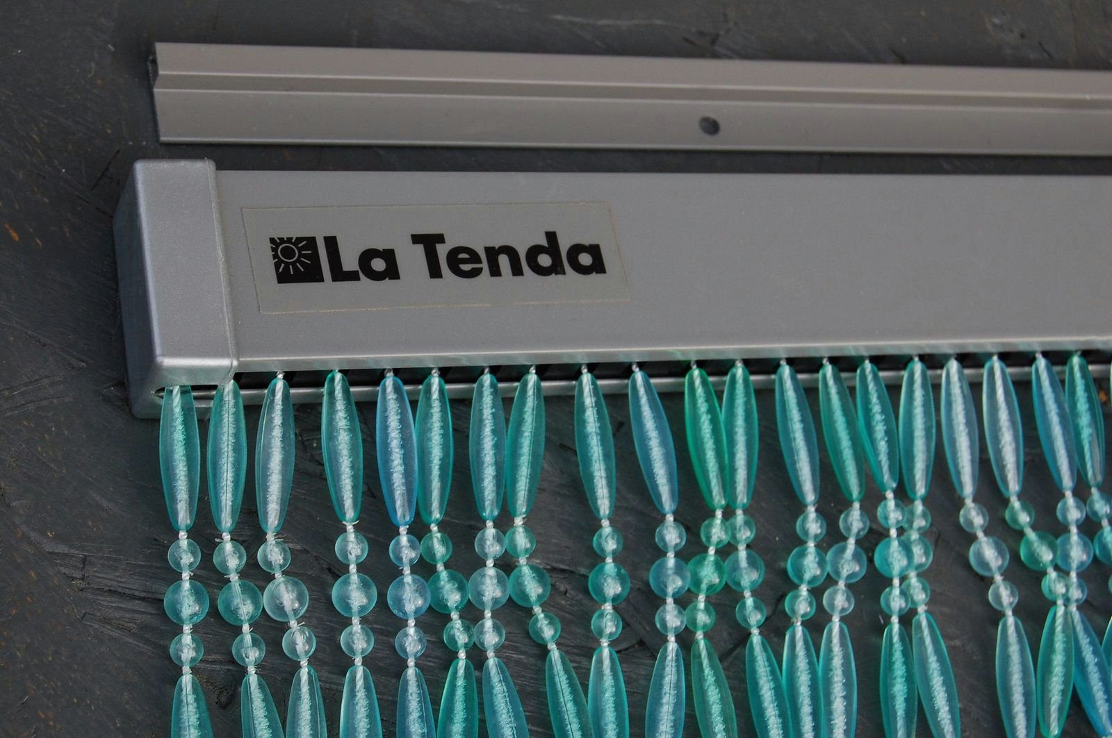 La Tenda Perlenvorhang STRESA 2 Türvorhang blau, Hakenaufhängung, transparent, 90 x 210 cm, Perlen - Länge und Breite individuell kürzbar