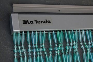Türvorhang La Tenda STRESA 2 Perlenvorhang blau, La Tenda, Hakenaufhängung, transparent, 90 x 210 cm, Perlen - Länge und Breite individuell kürzbar