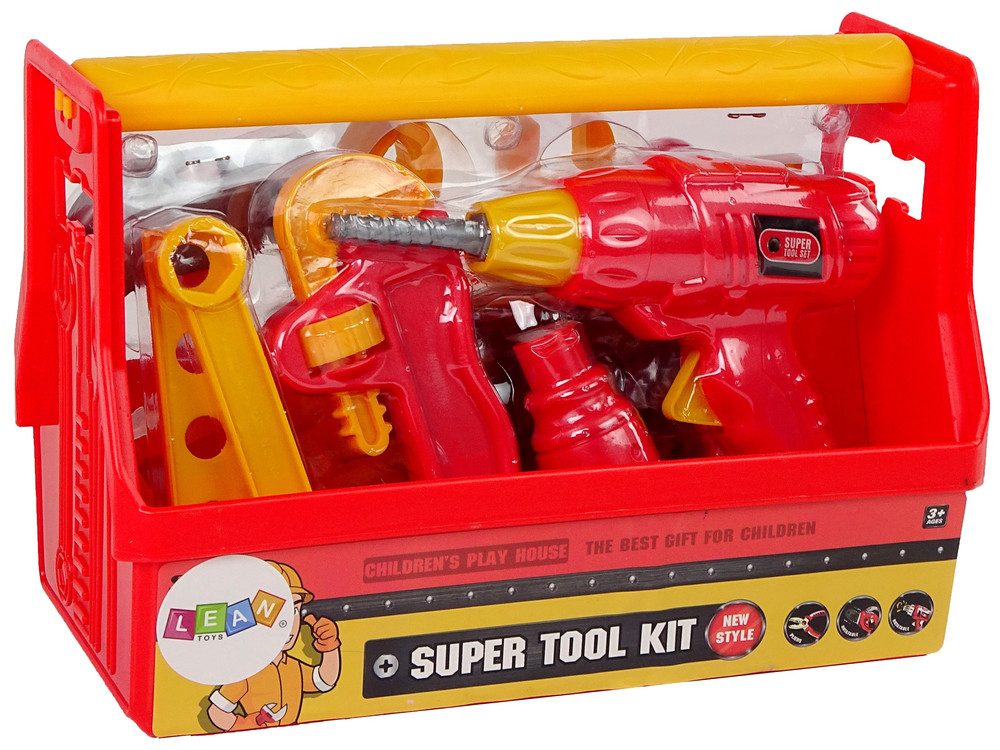 LEAN Toys Kinder-Werkzeug-Set Werkzeugkasten Hammer Zange Set Werkzeuge Schraubenzieher Bohrmaschine