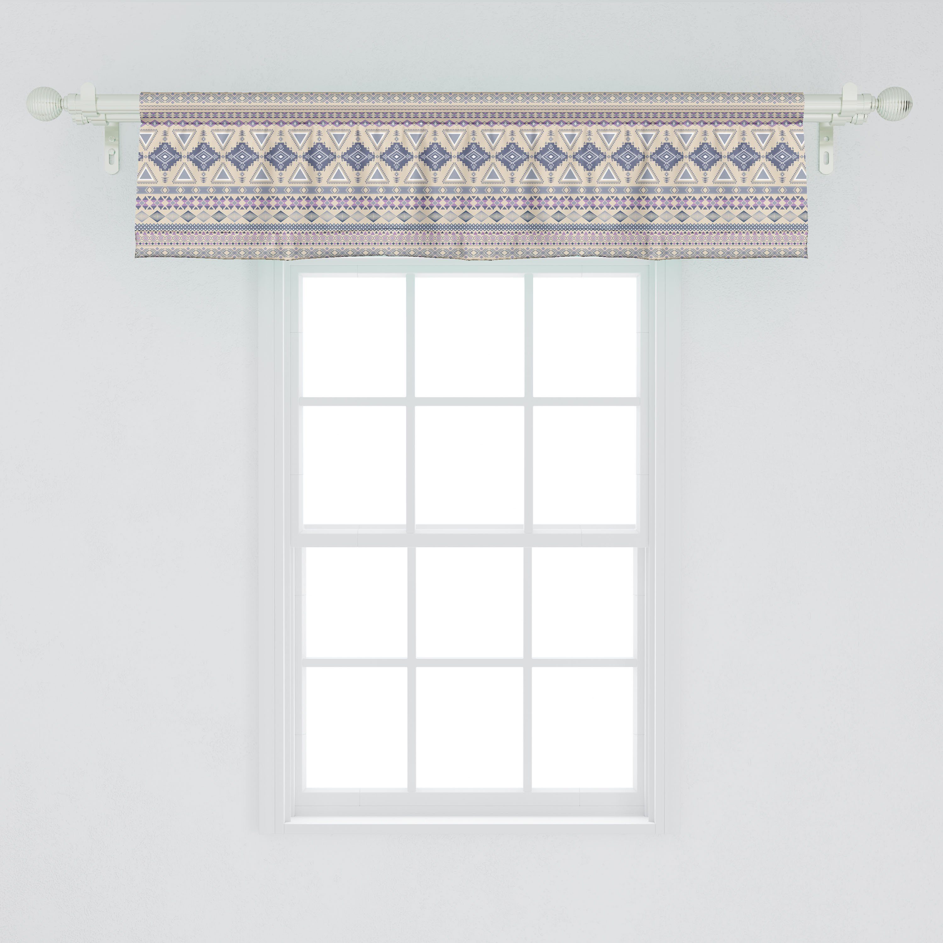 Scheibengardine Vorhang Volant Microfaser, Schlafzimmer Aufwändige Küche für Abakuhaus, Motiv Ethnisch Dekor mit Stangentasche