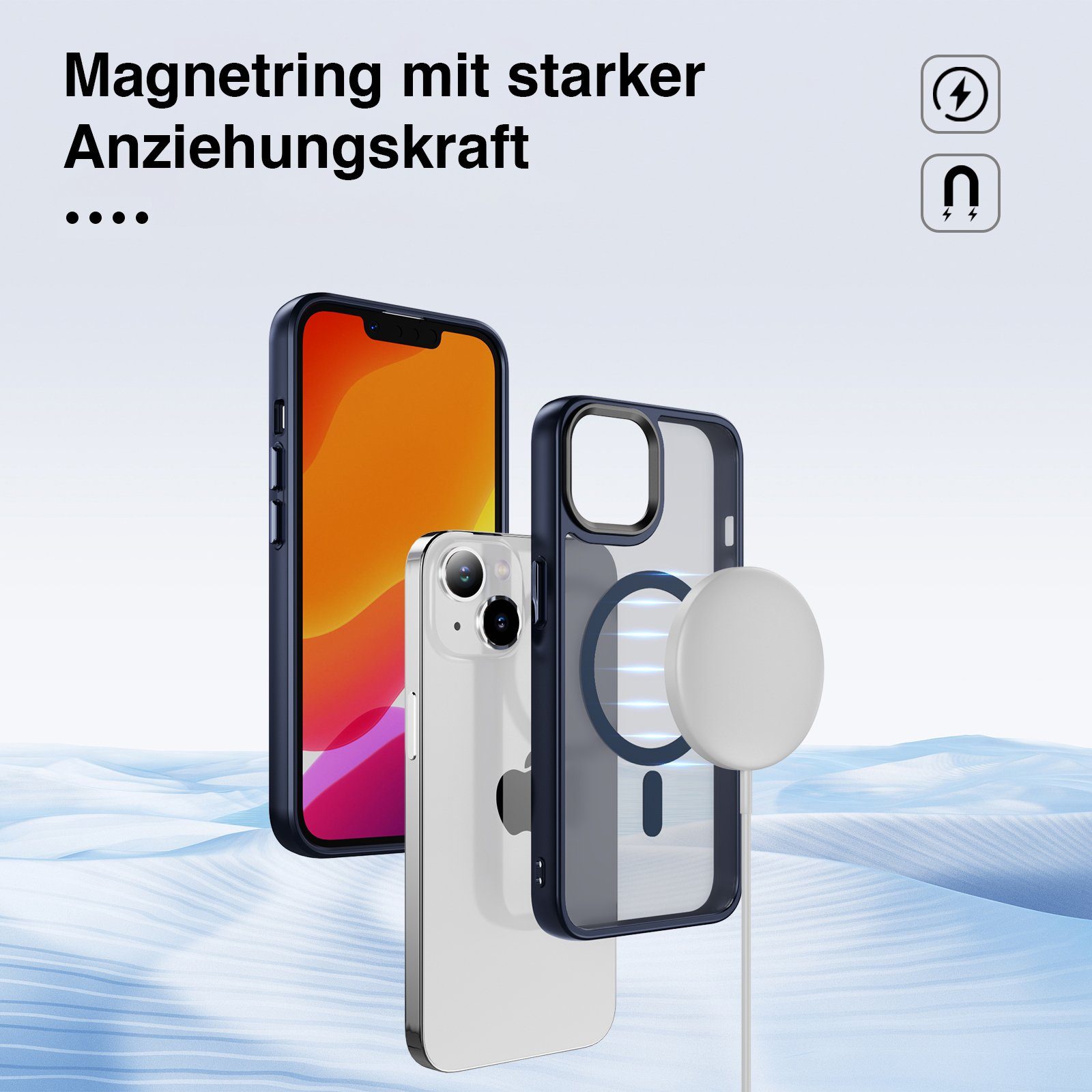 Tec-Expert Handyhülle Magnet Hülle für Apple iPhone 13 6.1 Zoll, 6.1, kompatibel zu Magsafe magnetisches Laden