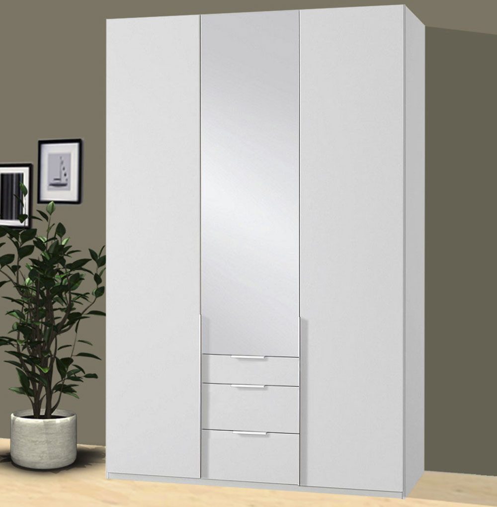 Wimex Drehtürenschrank New York (3 Türen, 3 Schubladen, Spiegel, 1-St., moderne Optik, 3-türig) 3-türig 135x58x236cm weiß mit Spiegel
