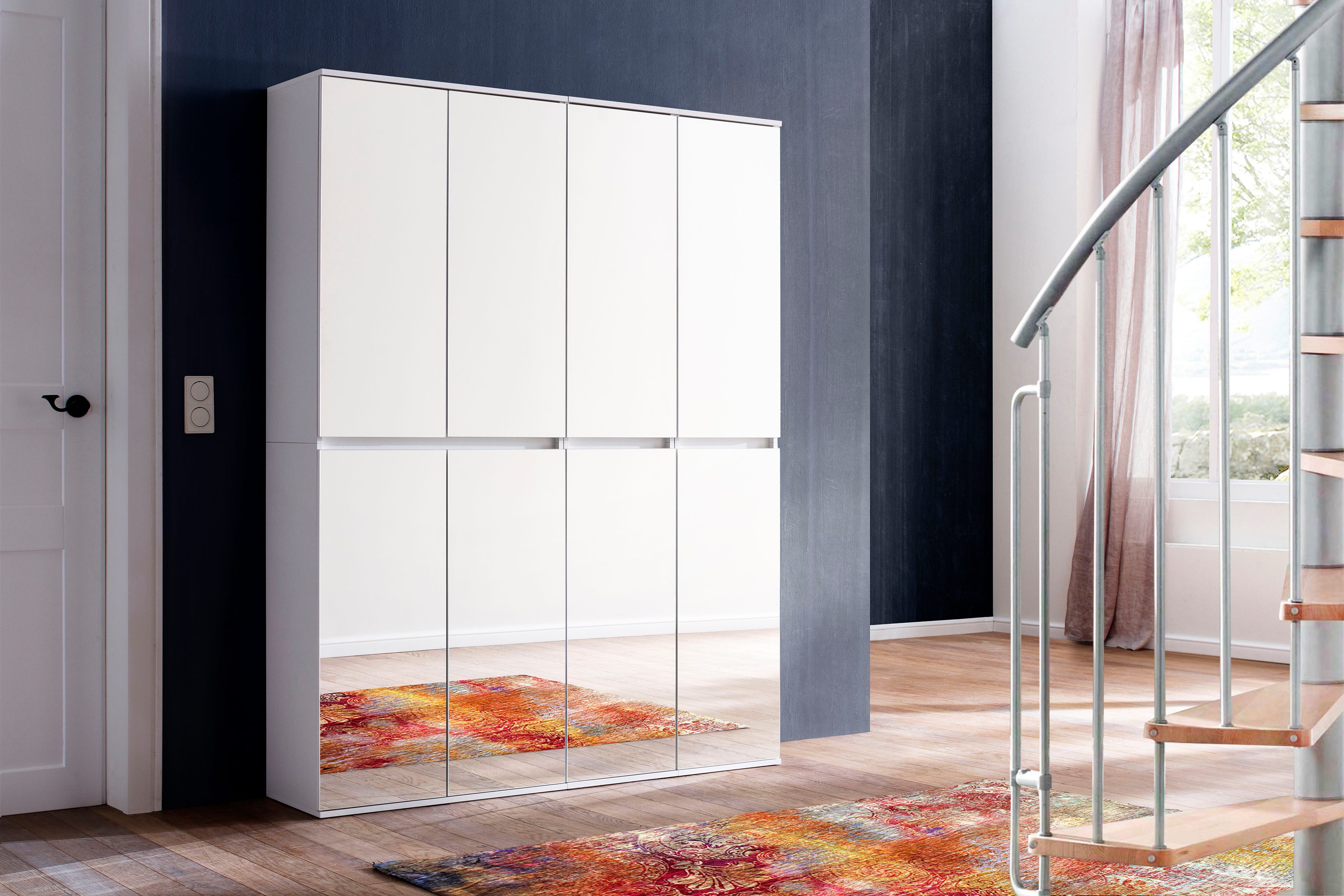 Home affaire Garderoben-Set Malcesine, 2 Mehrzweckschränke mit Spiegelglasfronten - (B/T/H) 148/34/191 cm