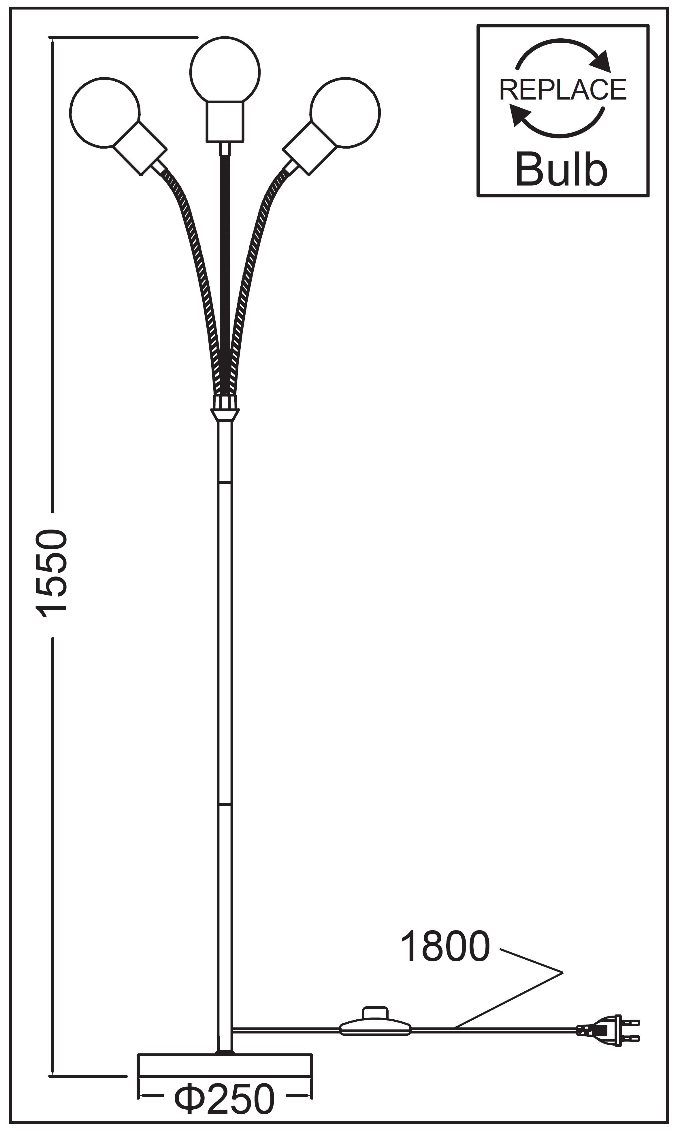 TRANGO LED Stehlampe, 3-flg 1531A-SD Stehlampe Anthrazit-matt *EARTH* inkl. 3x 4W 3-Stufen dimmbar E27 LED Leuchtmittel 2500K Gold-warmweiß ca. H1550mm 3 Lampenarmen schwenkbar, Stehleuchte, Bürolampe, Standlampe