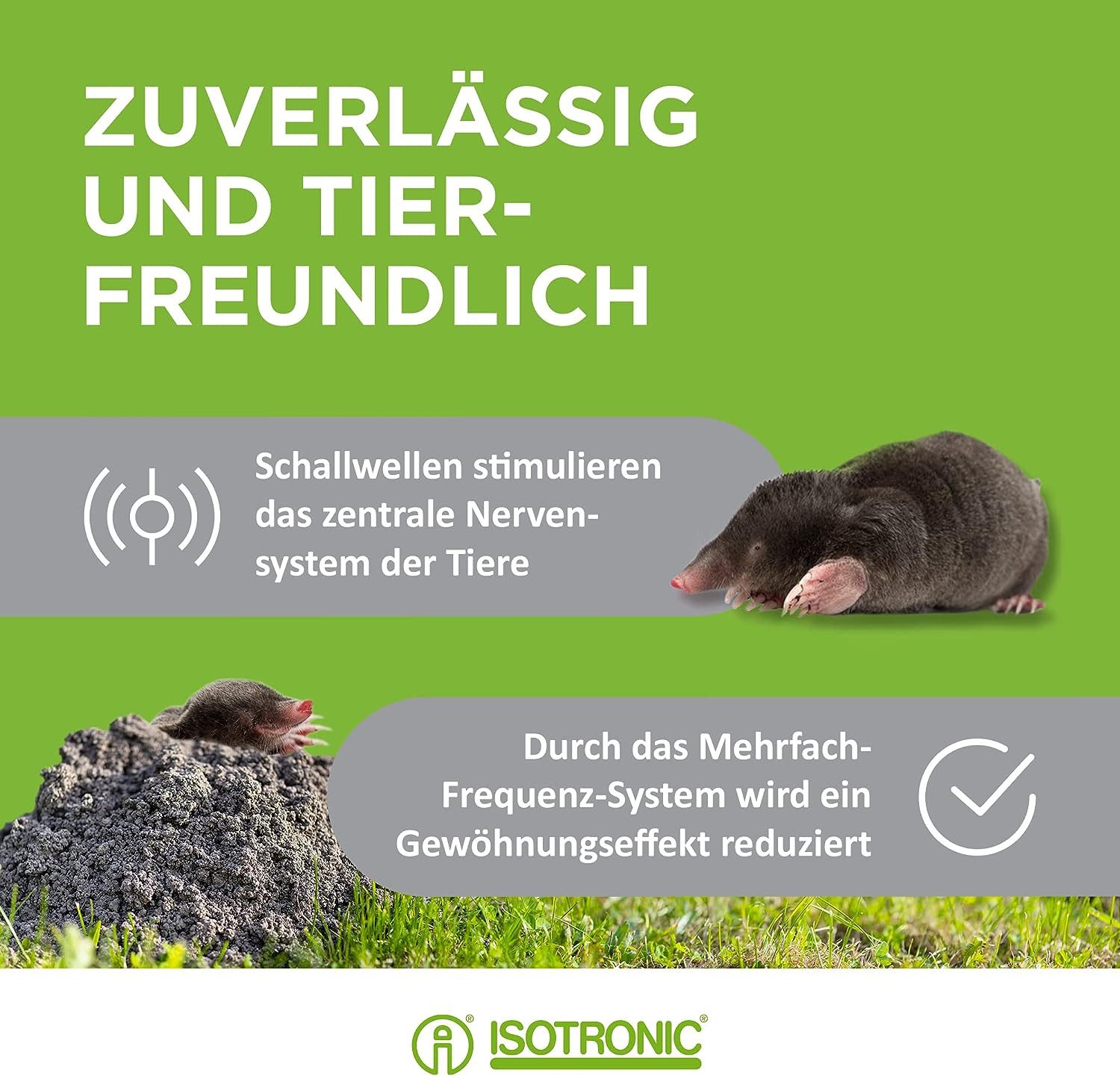 ISOTRONIC Vibrations-Tierabwehr ISOTRONIC Maulwurfvertreiber Solar, 2-tlg.
