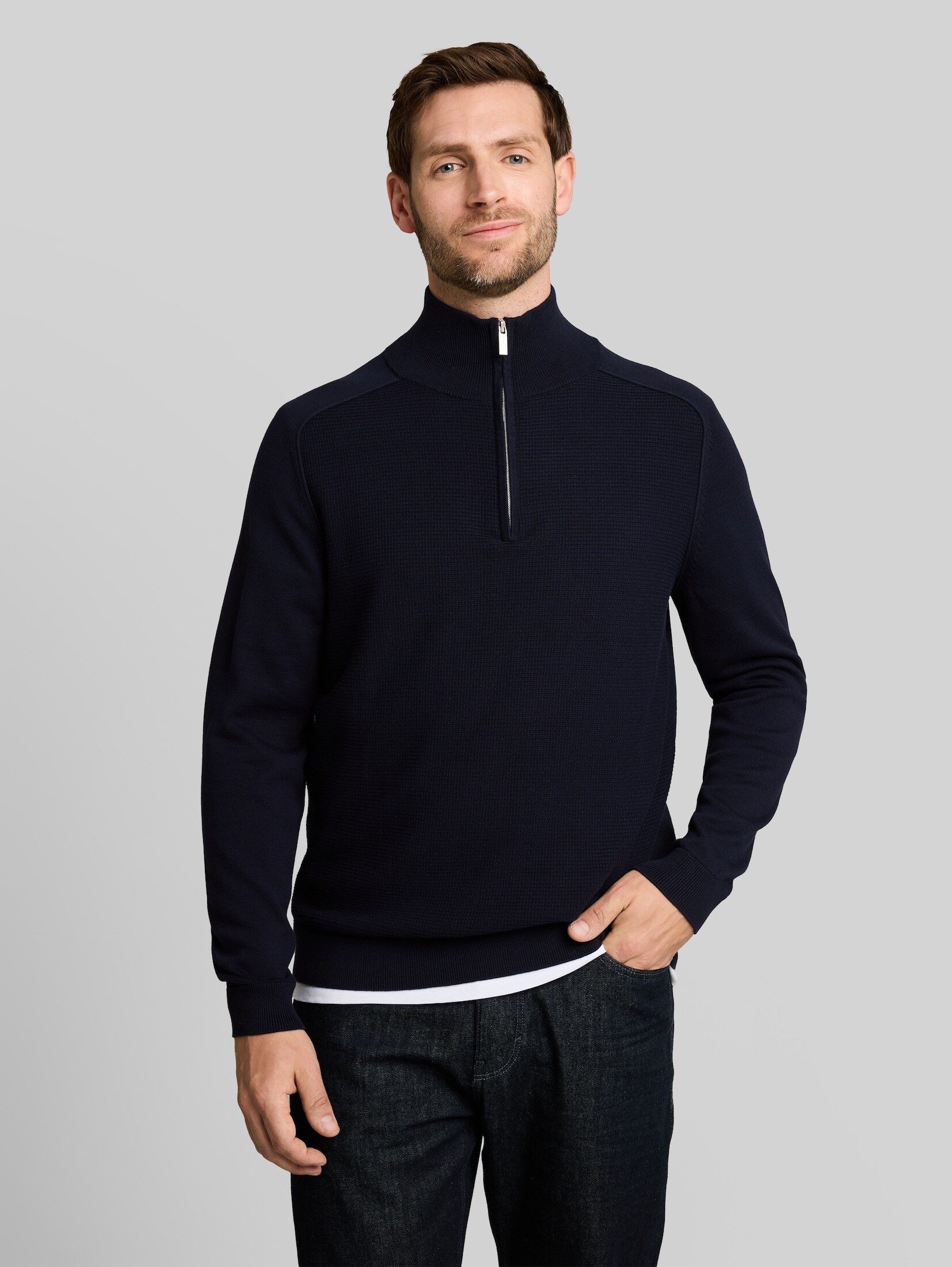 TOM TAILOR Strickpullover Pullover & Strickjacken Troyer Strickpullover aus Baumwolle