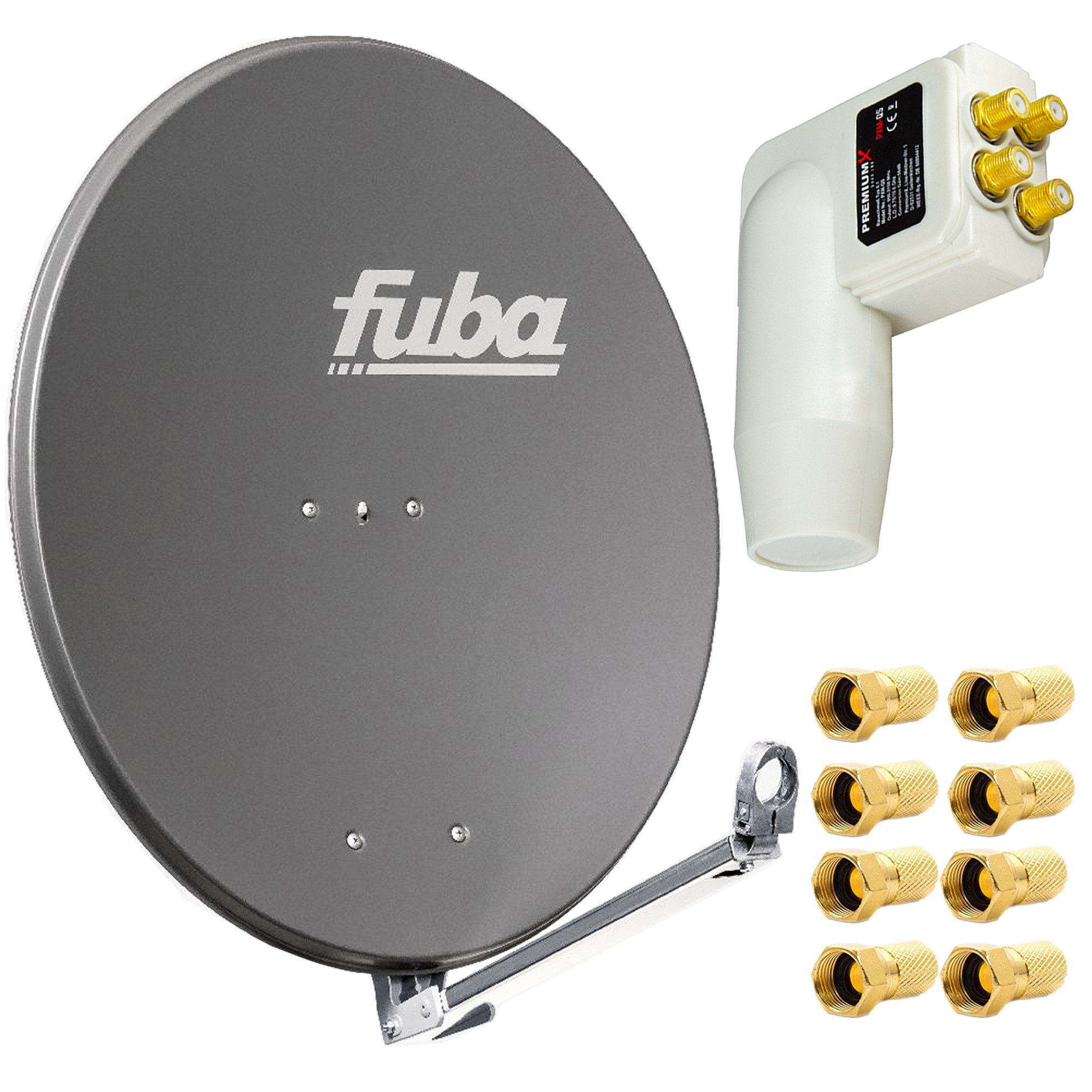 Fuba DAL 800 A Satellitenantenne 80cm Alu Anthrazit LNB Quad SAT-Antenne