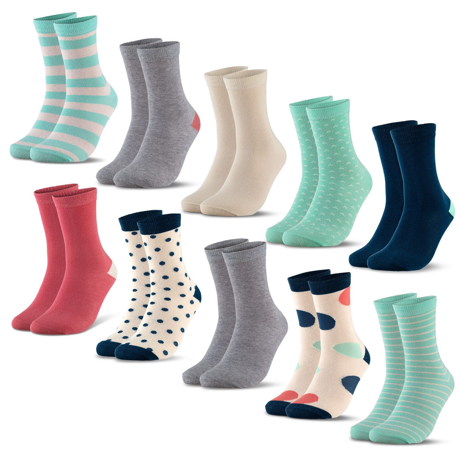 OCCULTO Basicsocken Jungen & Mädchen Bunte Socken 10er Pack (Modell: Estilo) (10-Paar)