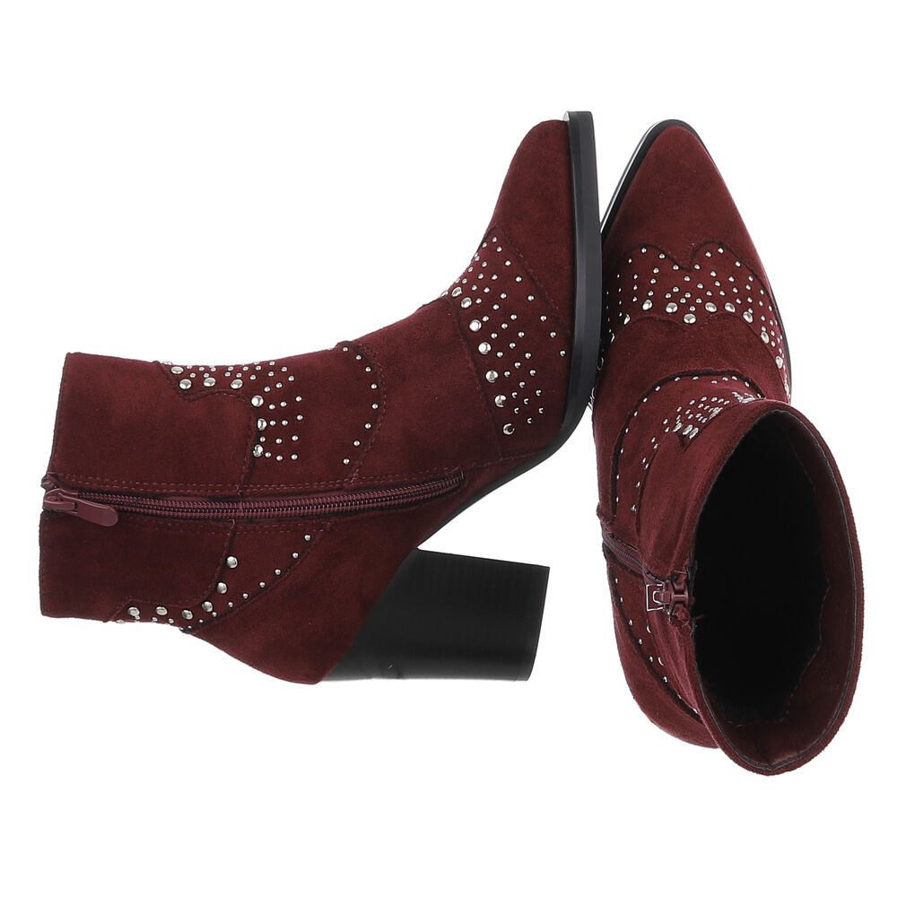 Ital-Design Damen Cowboyboots Western Westernstiefelette (88489479) Blockabsatz Stiefeletten in Weinrot