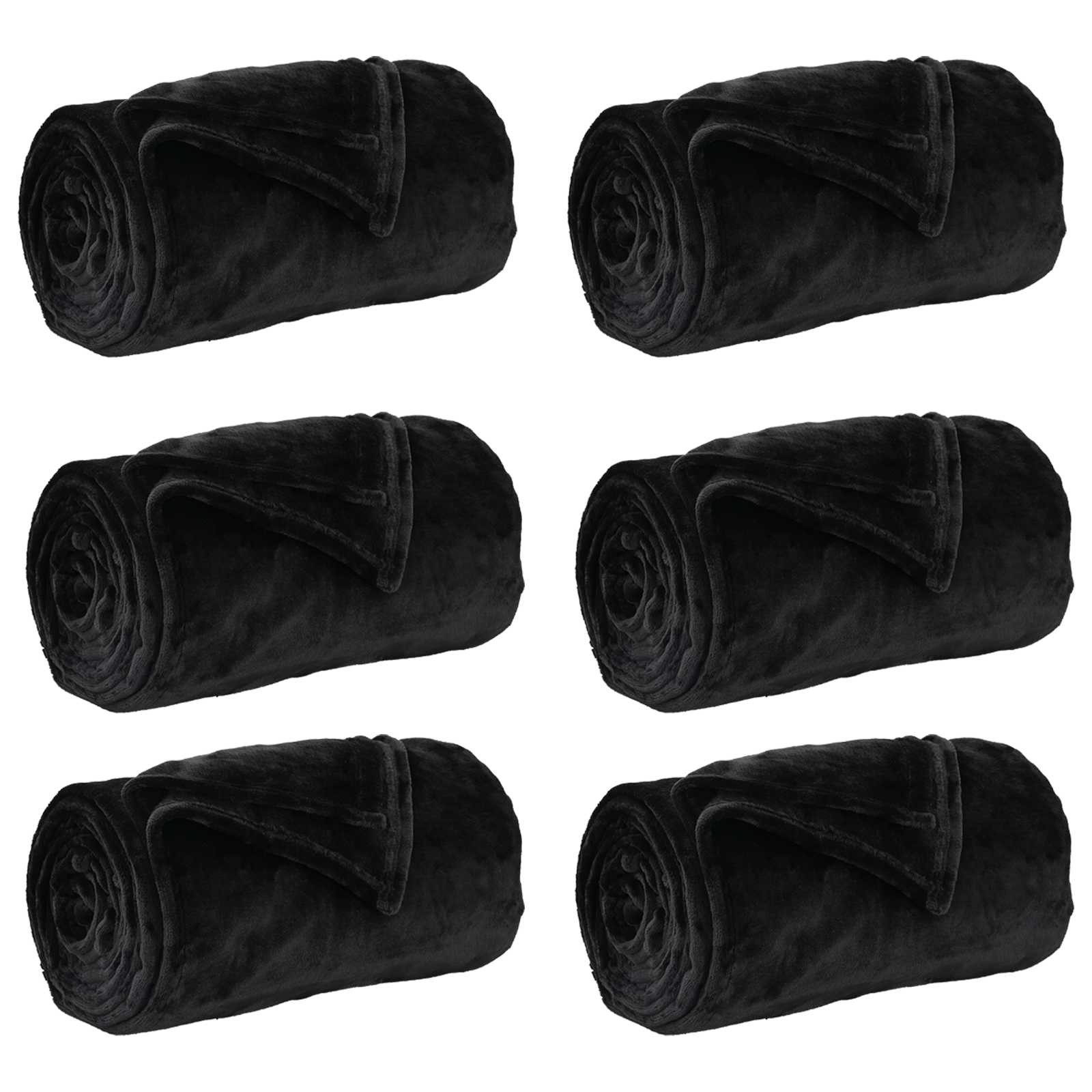vidaXL Bettüberwurf Wohndecken 6 stk. Schwarz 130 x 150 cm 3.04 kg Fleece