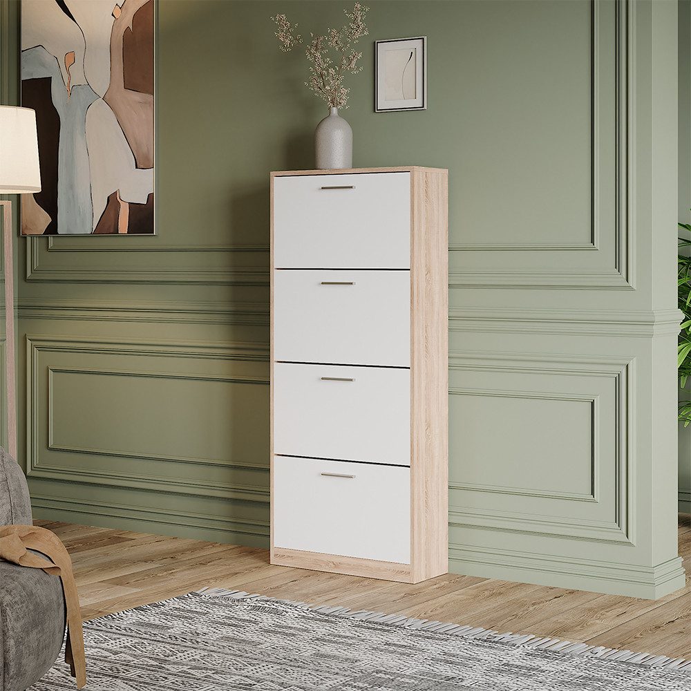 Vicco Schuhkipper Gizmo, Sonoma/Weiß, 59 x 137 cm mit 4 Fächern (1 St)