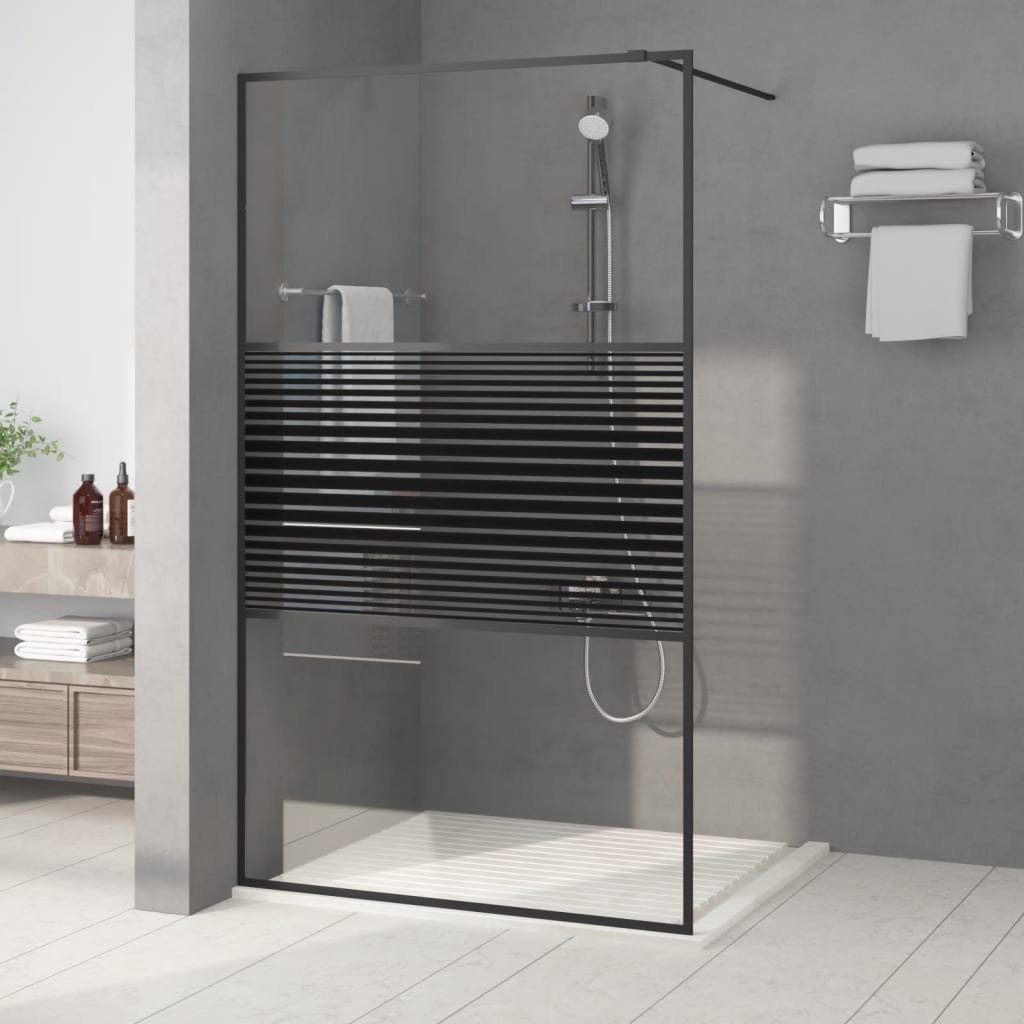 vidaXL Duschwand Duschwand für Begehbare Dusche Schwarz 115x195 cm ESG-Glas Klar