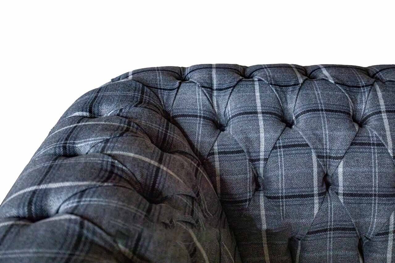 Sofa in Stoff Couch, 2-Sitzer Chesterfield Designer Made Blauer Europe Textil Luxus JVmoebel
