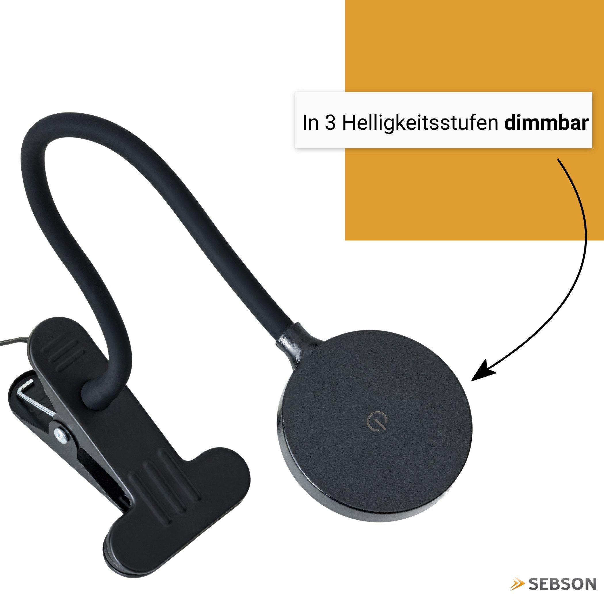 SEBSON LED Steckdosenleuchte LED Klemmlampe Bett 4W - Stecker, dimmbar, neutralweiß, Tischlampe, LED integriert, neutralweiß, Neutralweiß 4000K, 300lm, 4W, Dimmbar in 3 Stufen, inkl. Netzteil