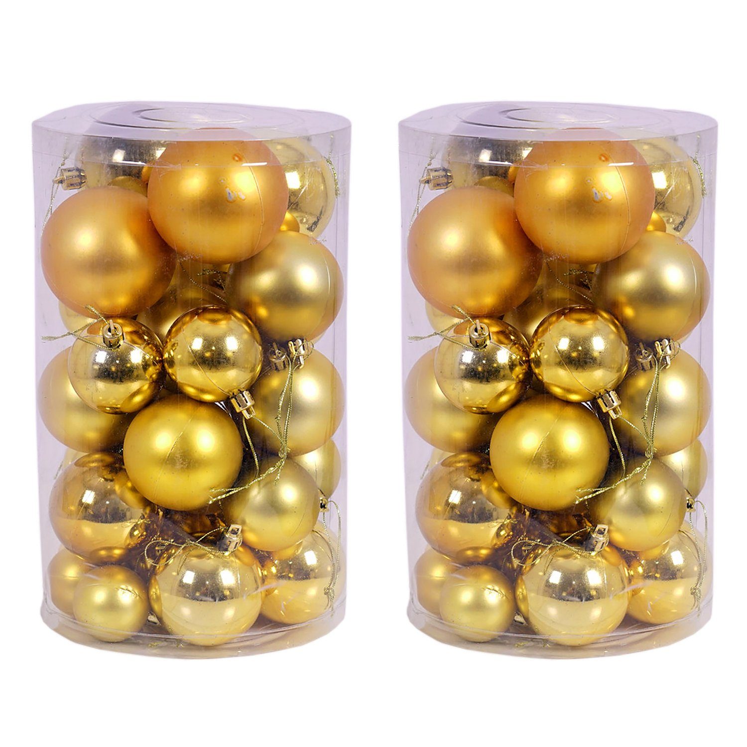 Mojawo Weihnachtsbaumklammer 60tlg. Christbaumkugeln / Weihnachtskugeln gold Ø 4/5/6/7cm. Reduzierter Preis € 19,99. Unverbindliche Preisempfehlung € 39,99