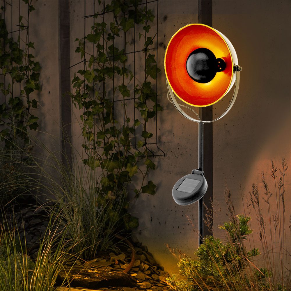 EGLO LED Solarleuchte, LED-Leuchtmittel fest verbaut, Warmweiß, LED Solar Steck Leuchte schwarz-orange Erdspieß Außen