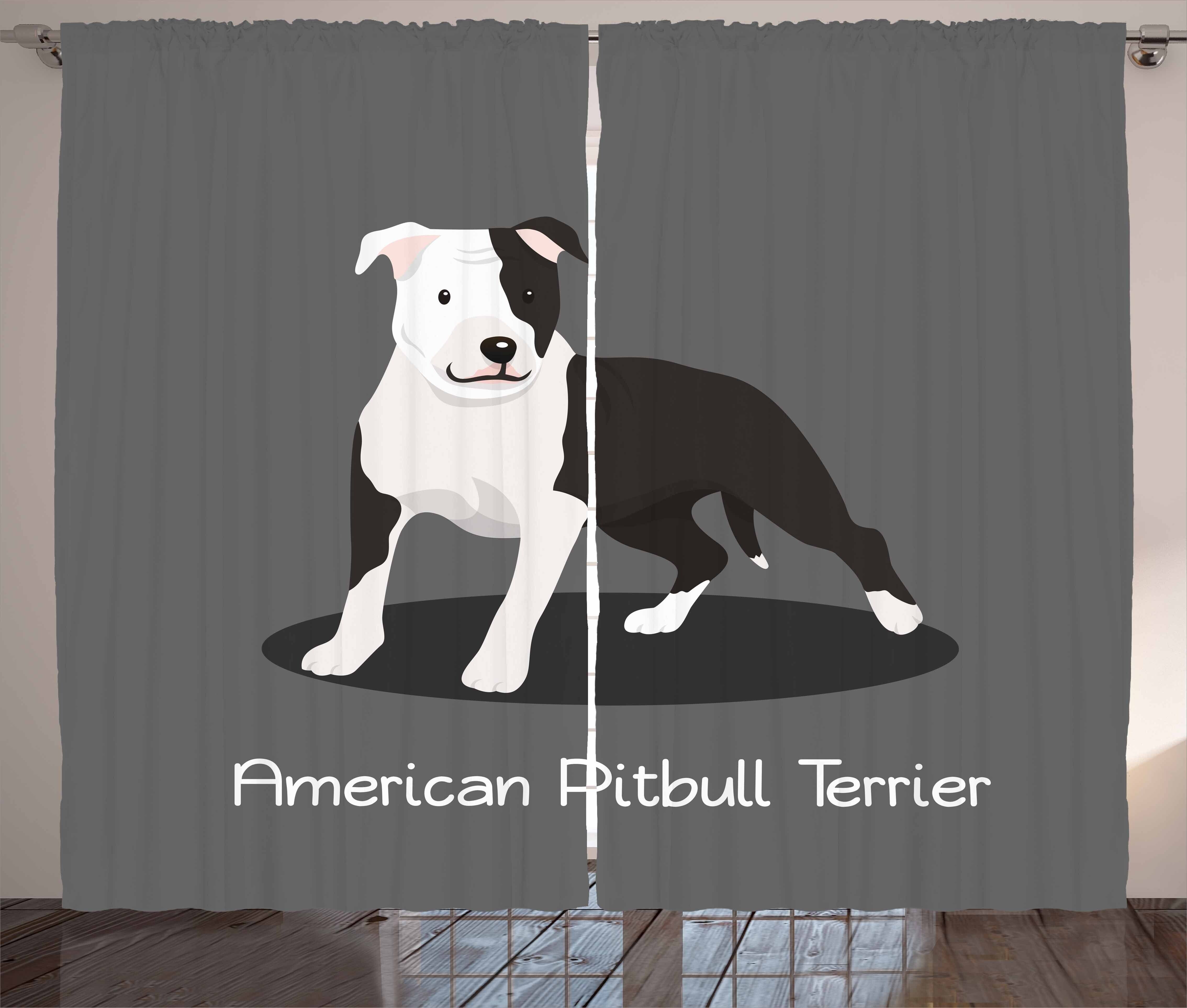 Schlaufen Abakuhaus, Amerikanischer Haken, Schlafzimmer Vorhang Cartoon-Terrier Pitbull mit Kräuselband Gardine und