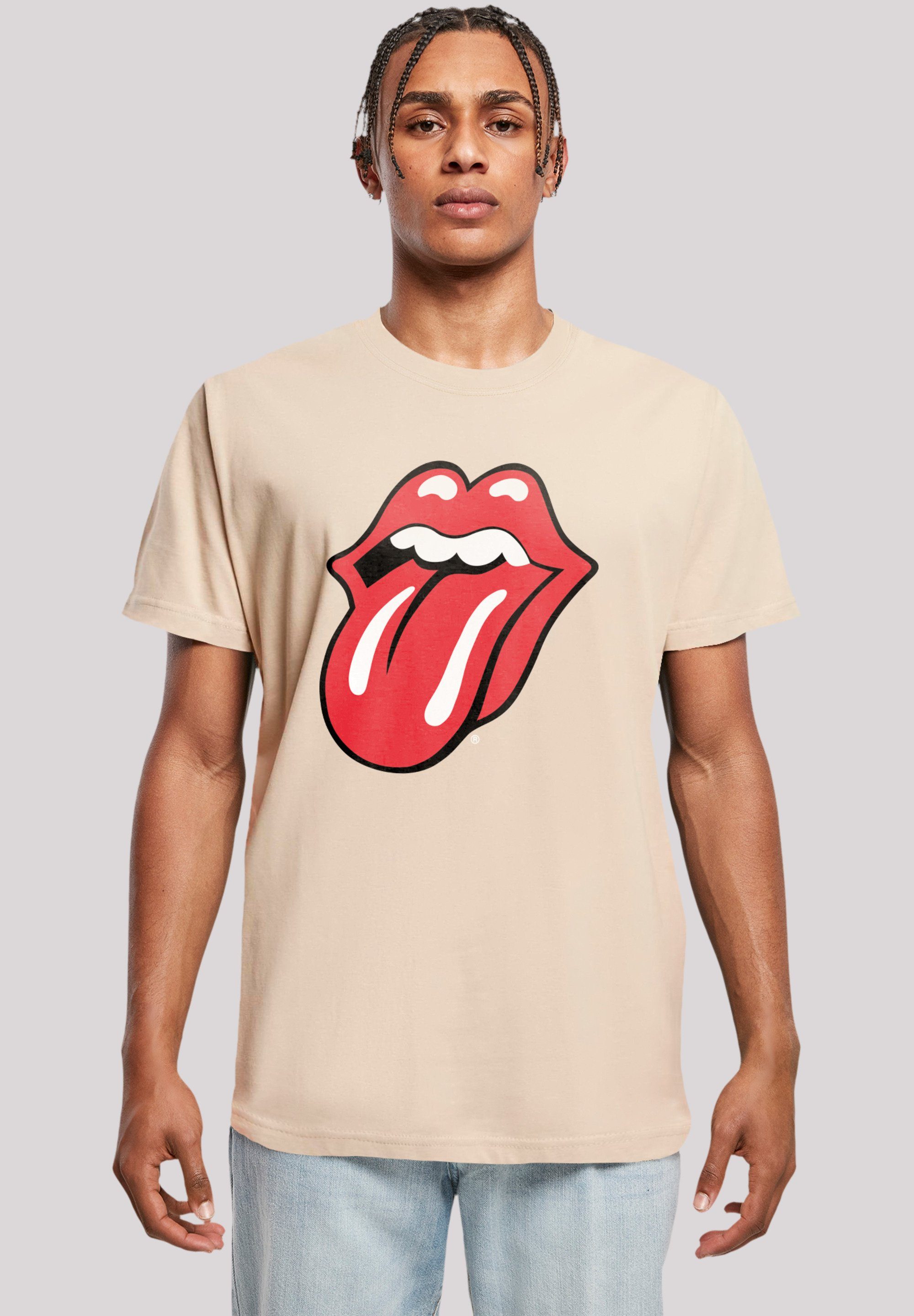 F4NT4STIC T-Shirt The Rolling Stones Zunge Rote Print sand