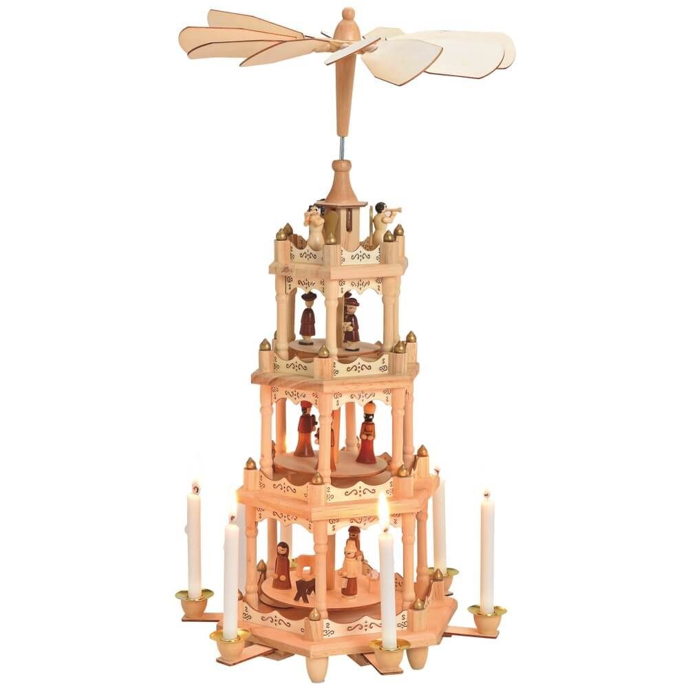 matches21 HOME & HOBBY Weihnachtspyramide Weihnachtspyramide Holz Krippe 4-stöckig