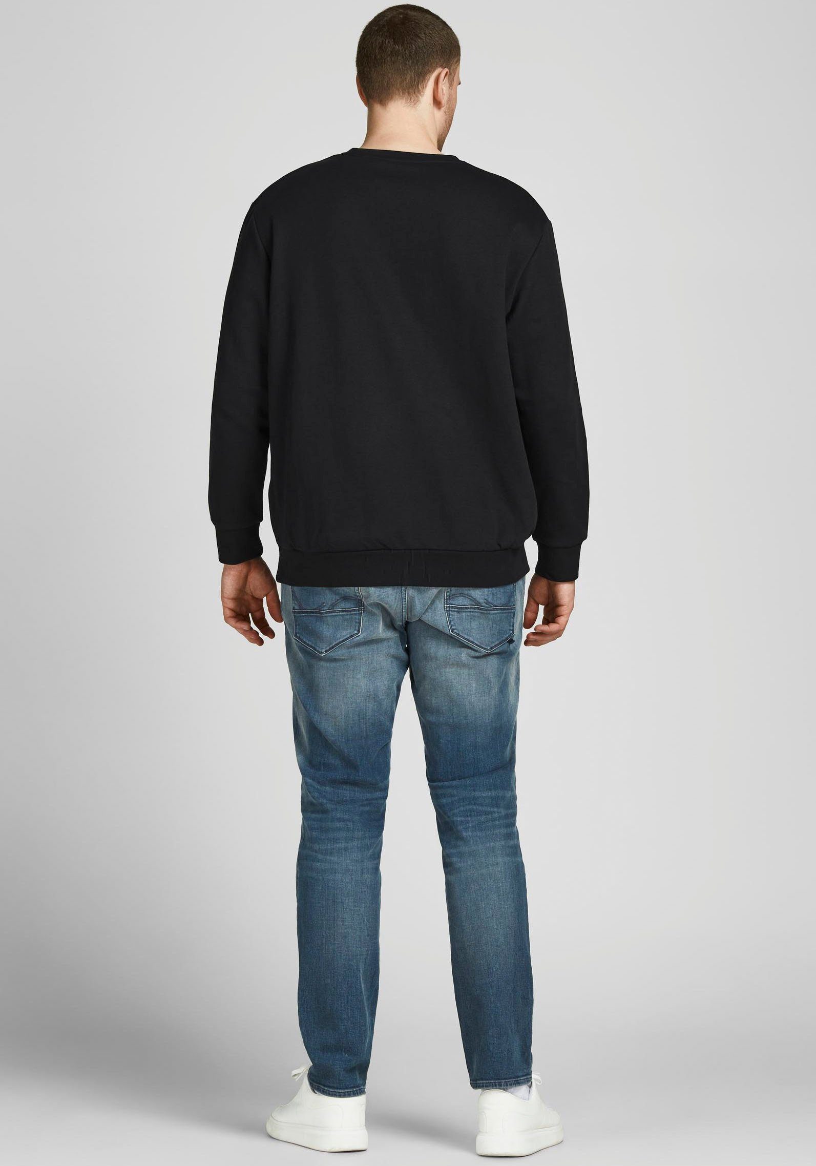 BASIC Jack NECK & Jones schwarz Sweatshirt SWEAT PlusSize (Packung) CREW