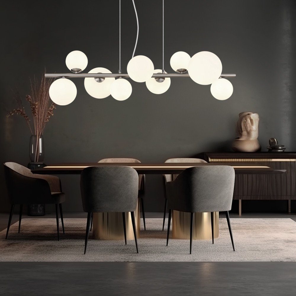GLOBO LIGHTING LED Pendelleuchte, Leuchtmittel inklusive, Warmweiß, Hängeleuchte Esszimmerlampe LED 9 Flammig Glaskugeln Höhenverstellbar