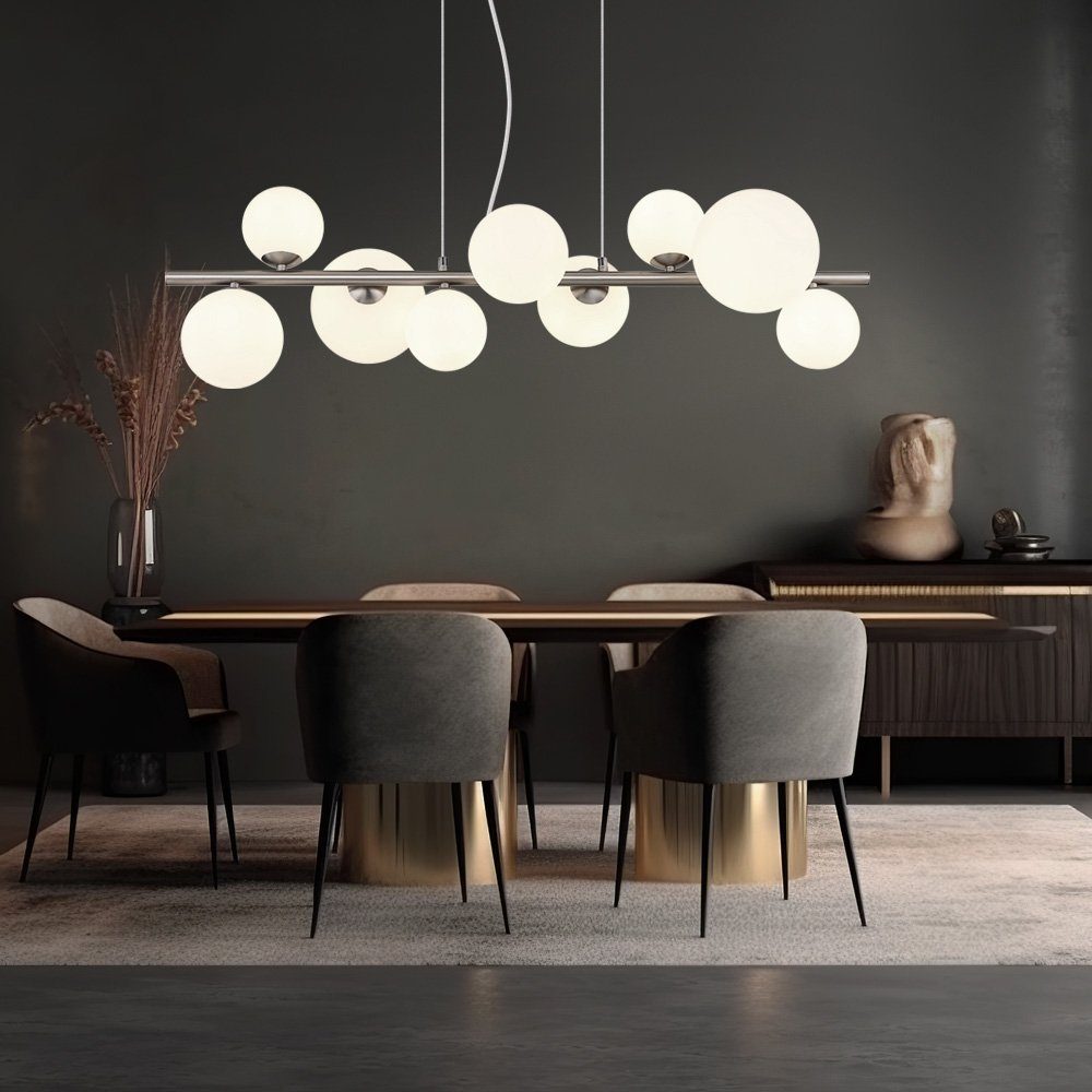 Esszimmerlampe Glas Globo LED Pendelleuchte, LED Pendelleuchte L Hängelampe Opal Deckenleuchte