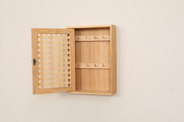 Terra Home Schlüsselkasten B19xH27xT6 cm, mit 8 Schlüsselhaken, nachhaltig, Holz Schlüsselbox, mit Magnetverschluss,8 Schlüsselhaken