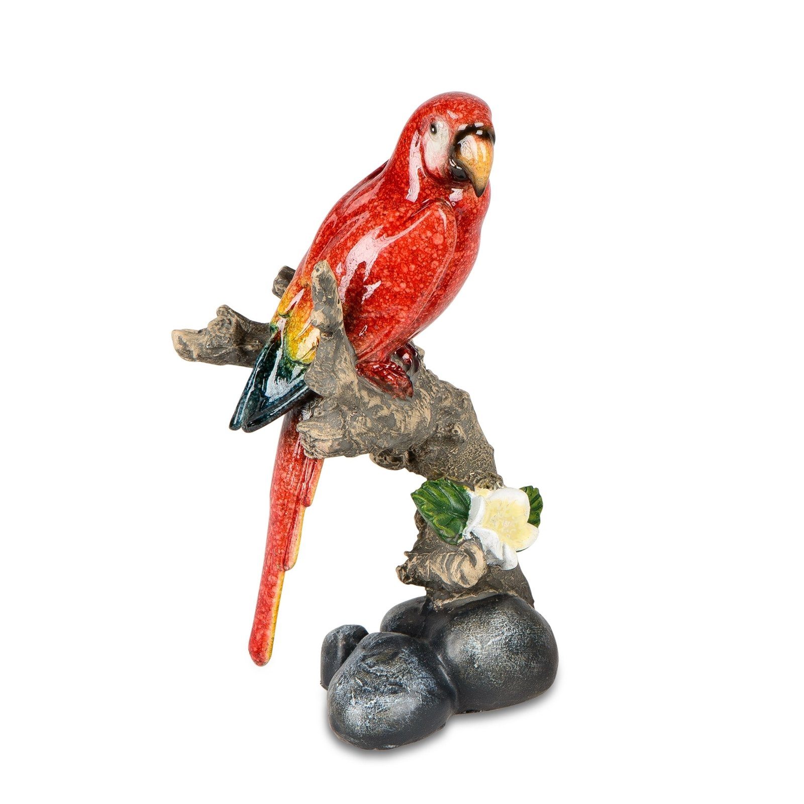 St) Dekofigur (1 Dekofigur Papagei auf formano Zweig, rot