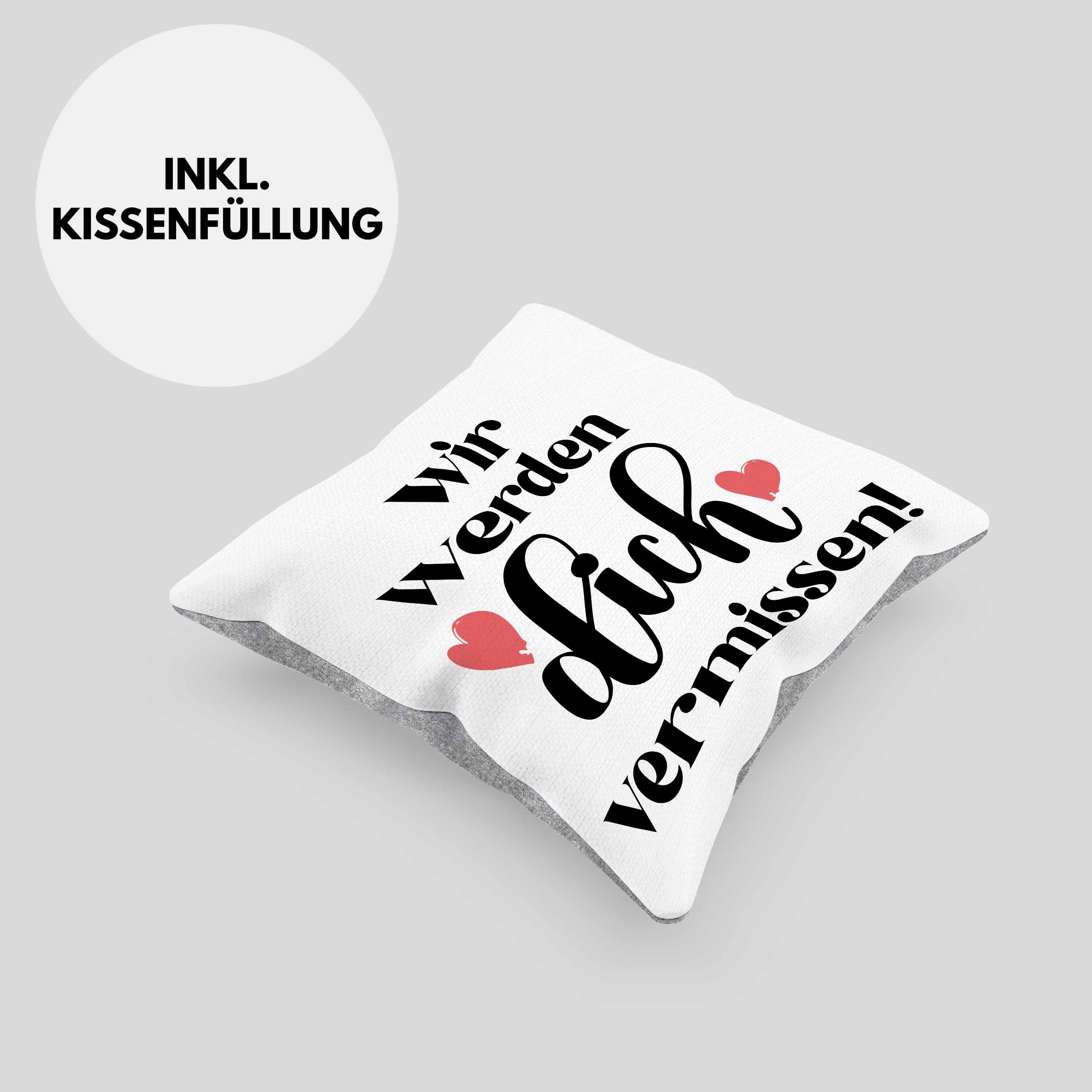 Trendation Dekokissen Trendation - Werden Dekokissen 40x40 Jobwechsel Vermissen Geschenk Kollegin Füllung Neuer Kissen Spruch Abschiedsgeschenk mit Grau Job Wir Dich