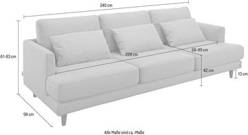 TOM TAILOR HOME 3-Sitzer WESTCOAST, mit Nierenkissen, Füße nussbaumfarben