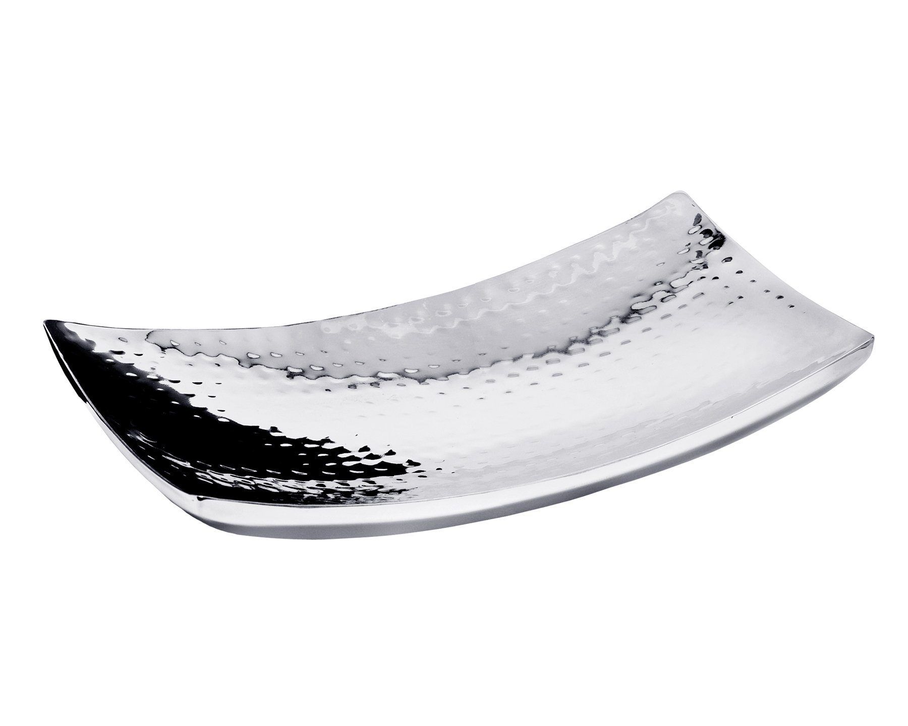 EDZARD Servierschale Dallas, Edelstahl, Schale, quadratisch, Silber-Optik, hochglanzpoliert, gehämmert