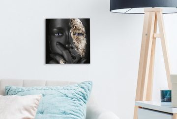 OneMillionCanvasses® Leinwandbild Gold - Schwarz - Frau, (1 St), Leinwand Bilder für Wohnzimmer Schlafzimmer