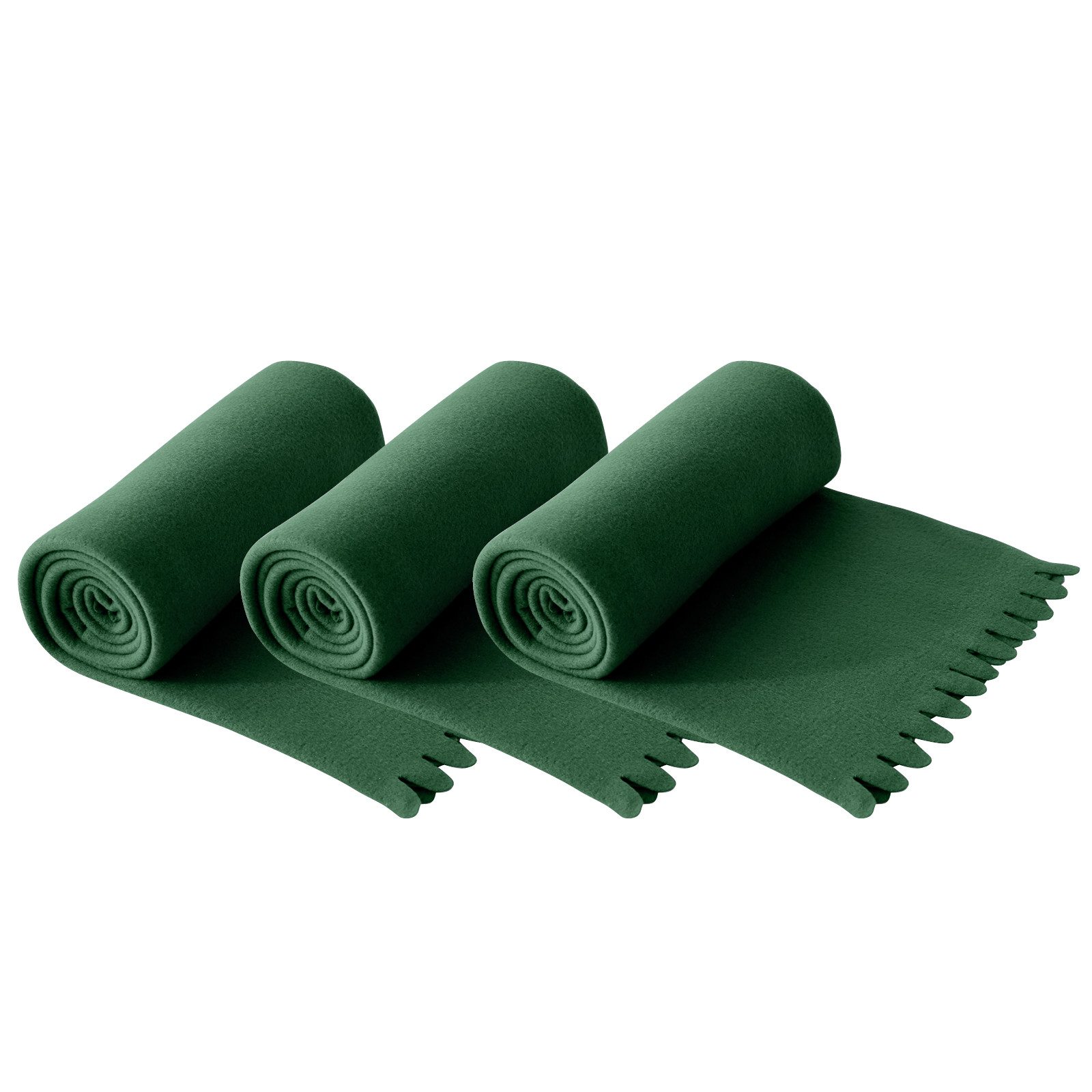 Wohndecke 3er Set Fleecedecke WAVE ca. 120x160, wometo, OEKO-TEX®, Fleecedecke mit Wellenrand & Anti-Pilling