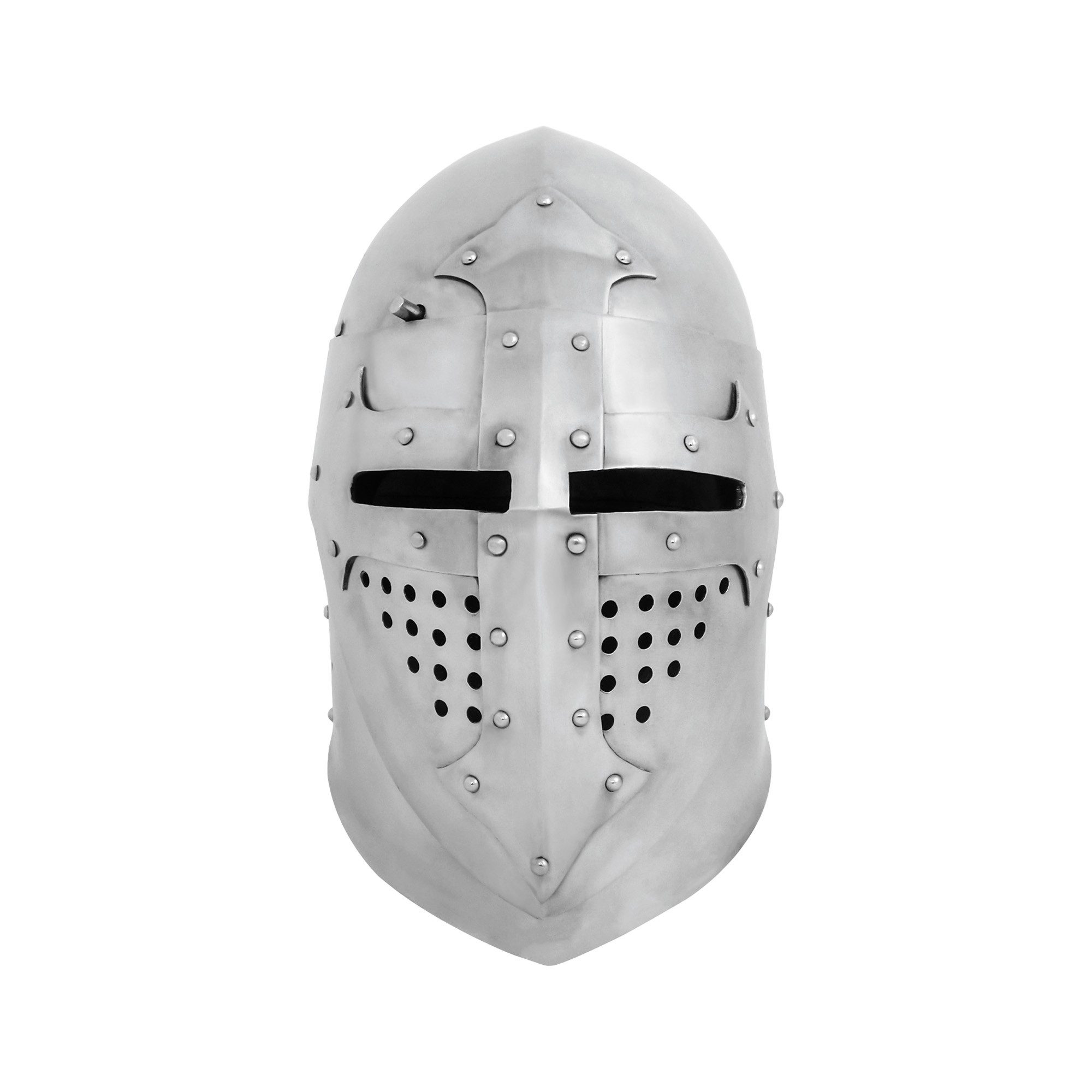 Ritter-Kostüm Guiron Der Höfliche, 14. Jhd. Topfhelm m. Visier - poliert 16 Gauge