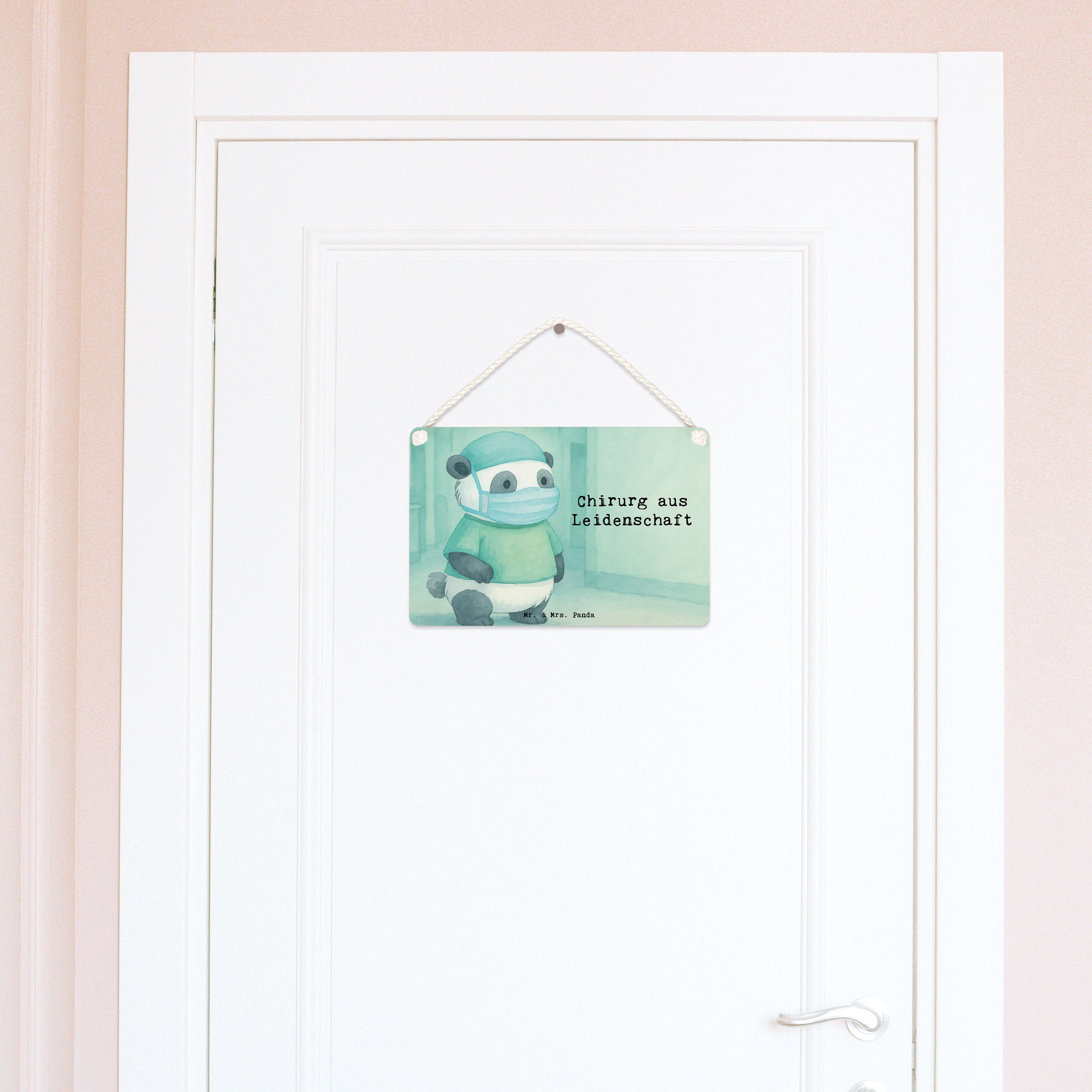 Mr. & Mrs. Panda Hinweisschild Chirurg Leidenschaft Design, Schild DIN A5, Weiß, Lustig, Krankenhaus, (Packung), wandhänger Arzt Lustig