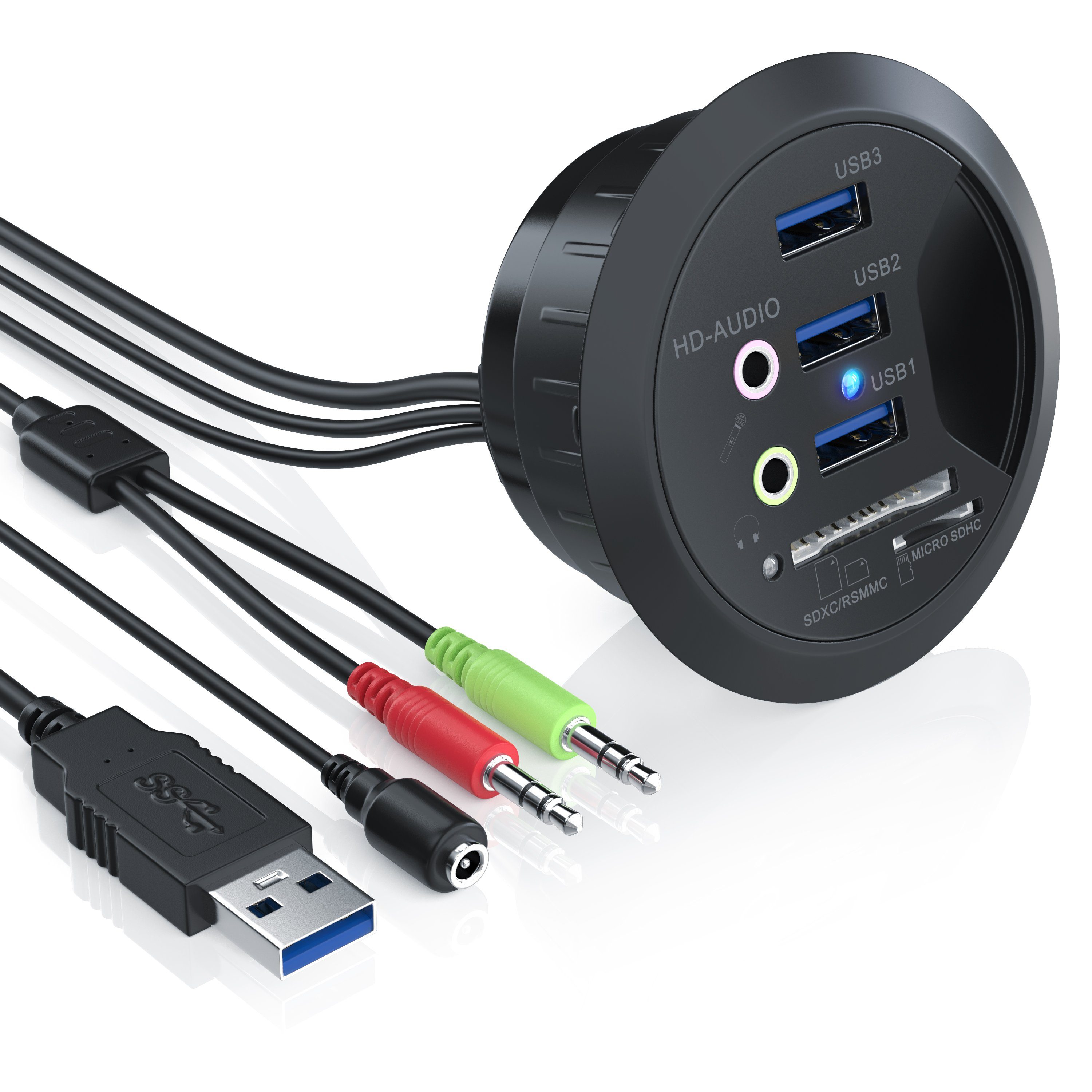 CSL Adapter, Tisch USB Hub mit Kartenleser & Aux Anschluss 3x USB 3.0 / 2x  3,5mm Klinke / microSD + SDXC online kaufen | OTTO