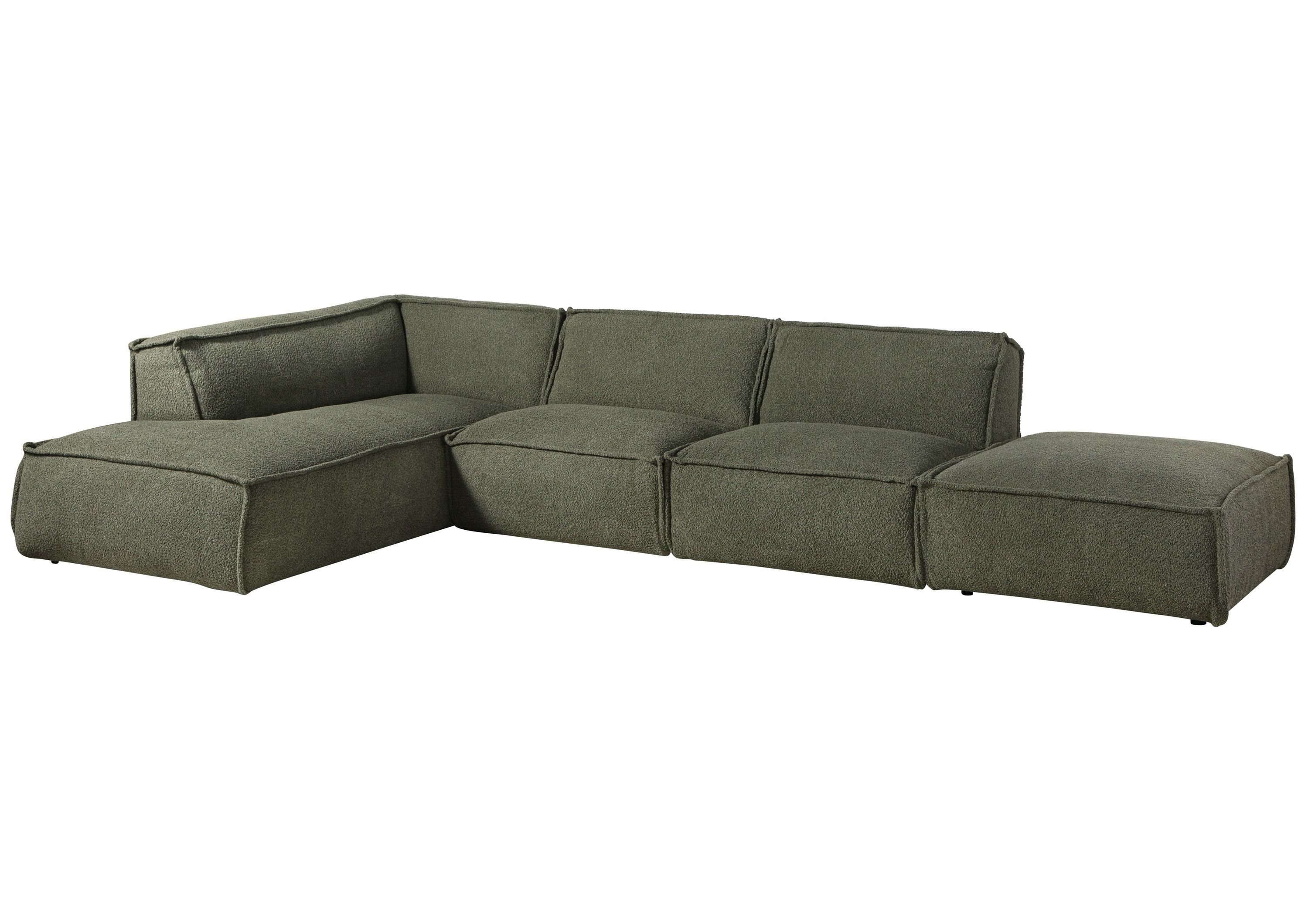 Massivmoebel24 Ecksofa SOFAS, inkl. Hocker 285x220x79 Polyester grün RAVENNA