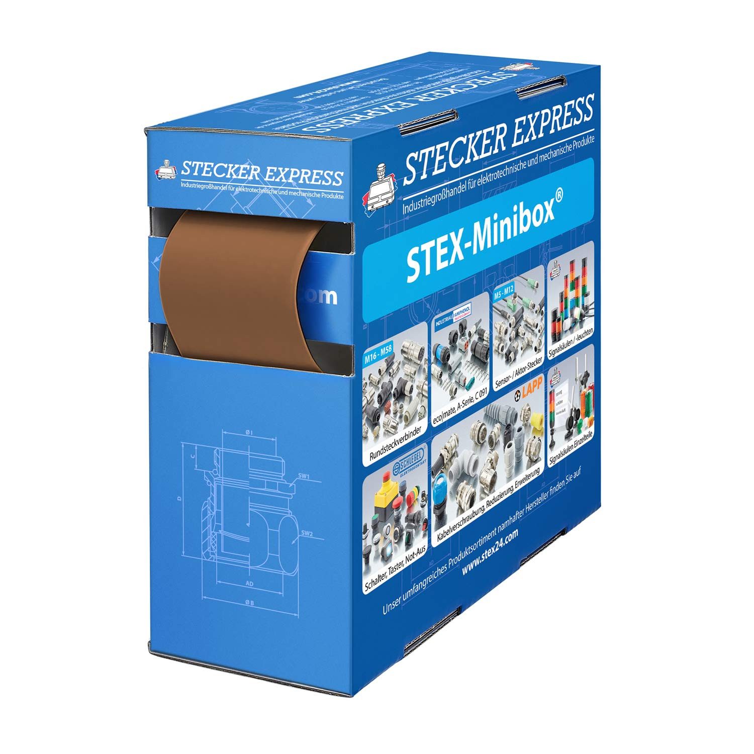 Stex24 Schrumpfschlauch Titel:Schrumpfschlauch 2:1, Minibox mit 1,9m, braun 32,0/16,0mm, 1 1