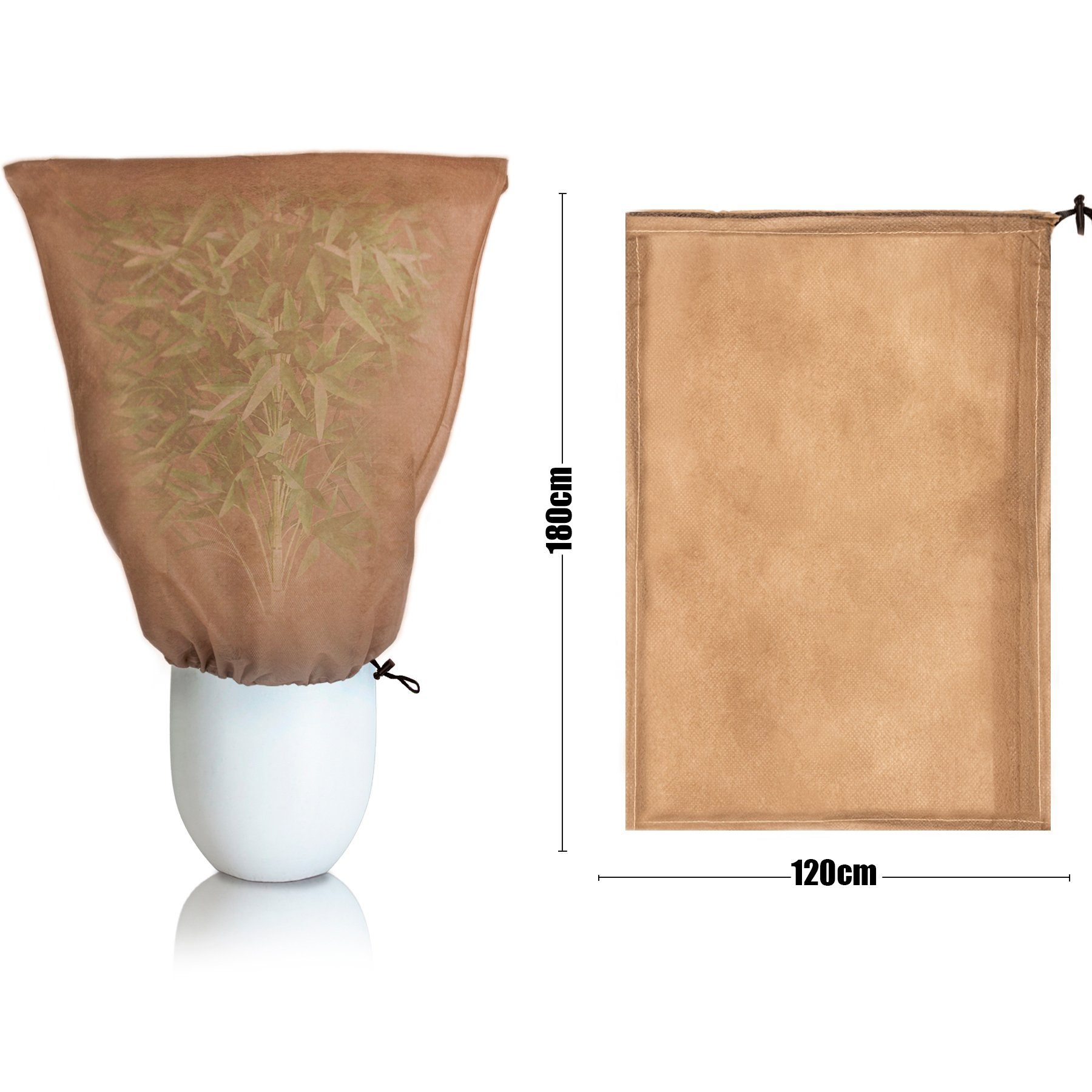 BigDean Winterschutzvlies 2er Set XXL Winterschutz Kübelpflanzensack 120 x 180 cm BRAUN, (Set, 2-St., 2er), Vlies, Winterschutz, Schutzhaube, Für Kübelpflanzen