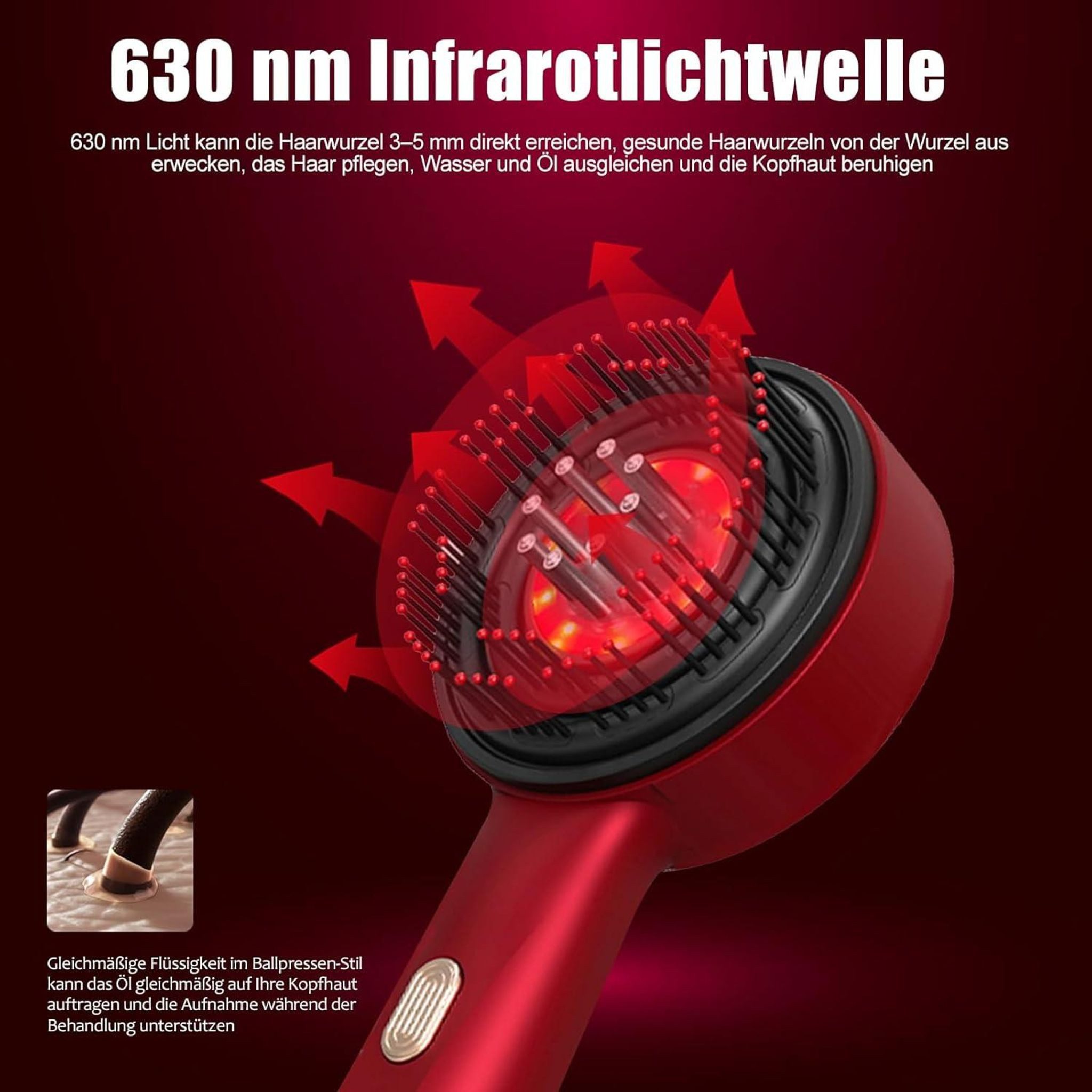 FELIXLEO Fußmassagegerät Elektrischer Kopfmassagegerät, 3 Modi, Rotlicht, Ölspender, 360°, 1-tlg. – Bild 4 von 5