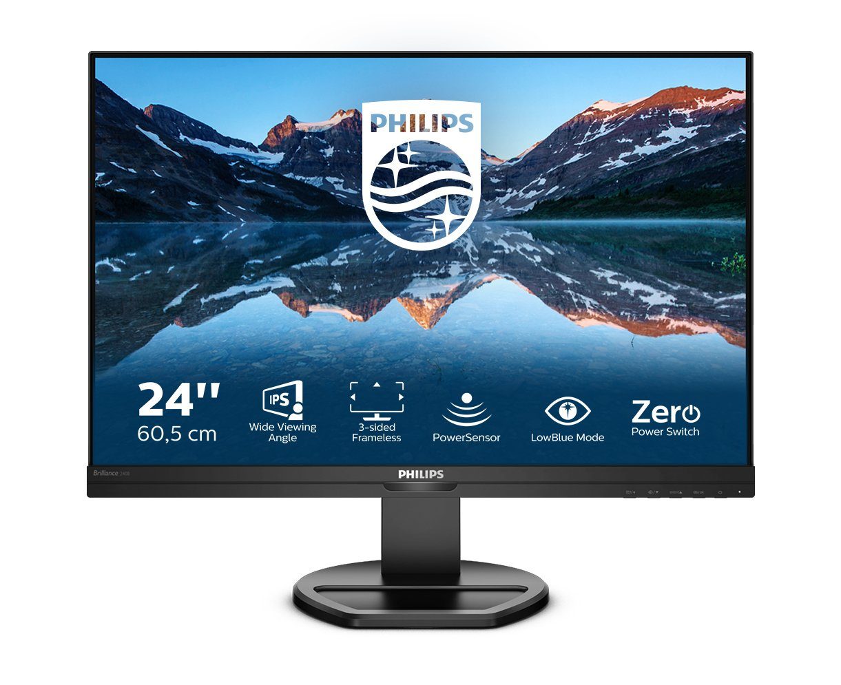 Philips 61,1cm (24,1) 240B9 16:10 DVI+HDMI+DP IPS TFT-Monitor (1920 x 1200 px, WUXGA, 4 ms Reaktionszeit, 75 Hz, IPS, Lautsprecher, HDCP, Pivot, Höhenverstellbar)