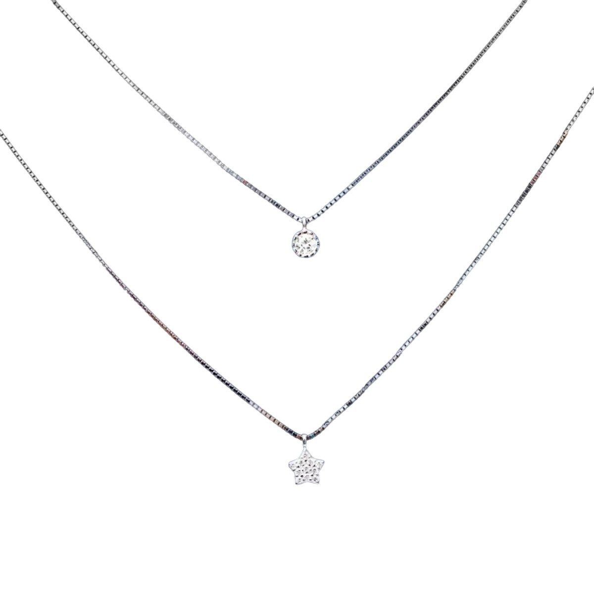 ELLAWIL Silberkette Halsketten mit Stern und runden Zirkonia-Anhänger im La günstig online kaufen