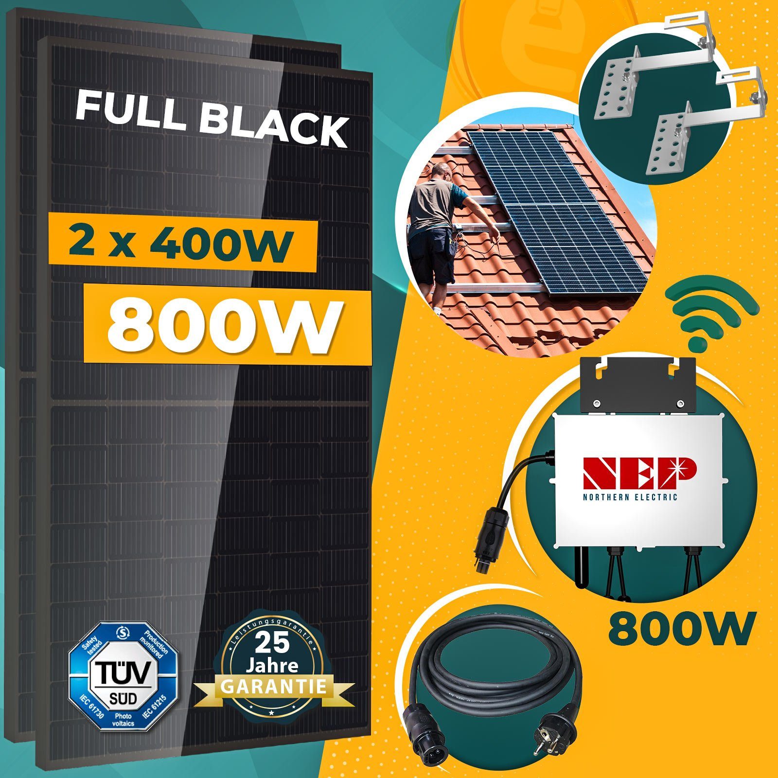 430W Bifazial Glas-Glas Full-Black Solarmodul mit HMS-400W-1T Wechselrichter  - SOLAR-HOOK etm GmbH