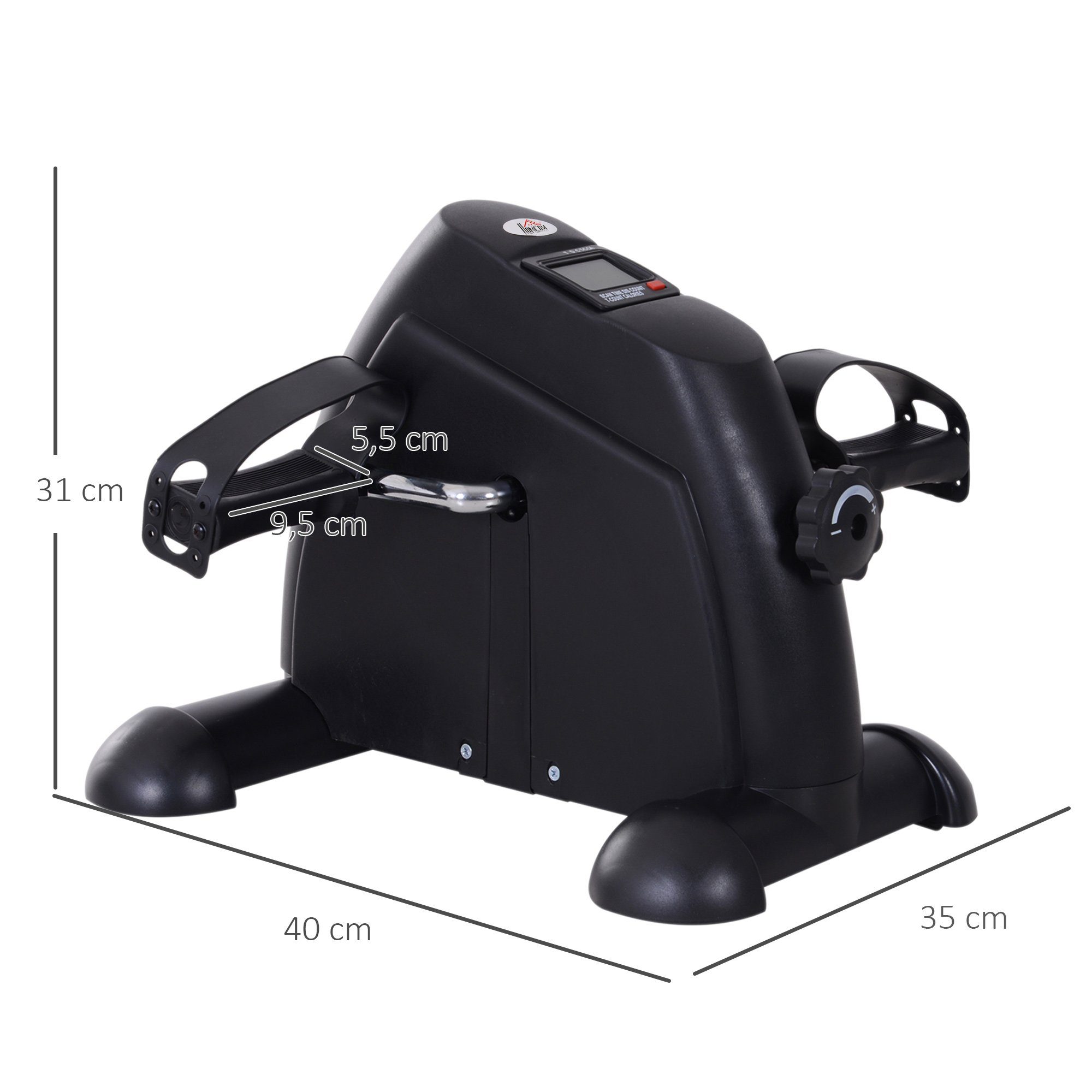 HOMCOM Heimtrainer Mini Bike mit LCD-Display (Trainingsrad, 1-tlg., Pedaltrainer), Schwarz 35 x 40 x 31 cm