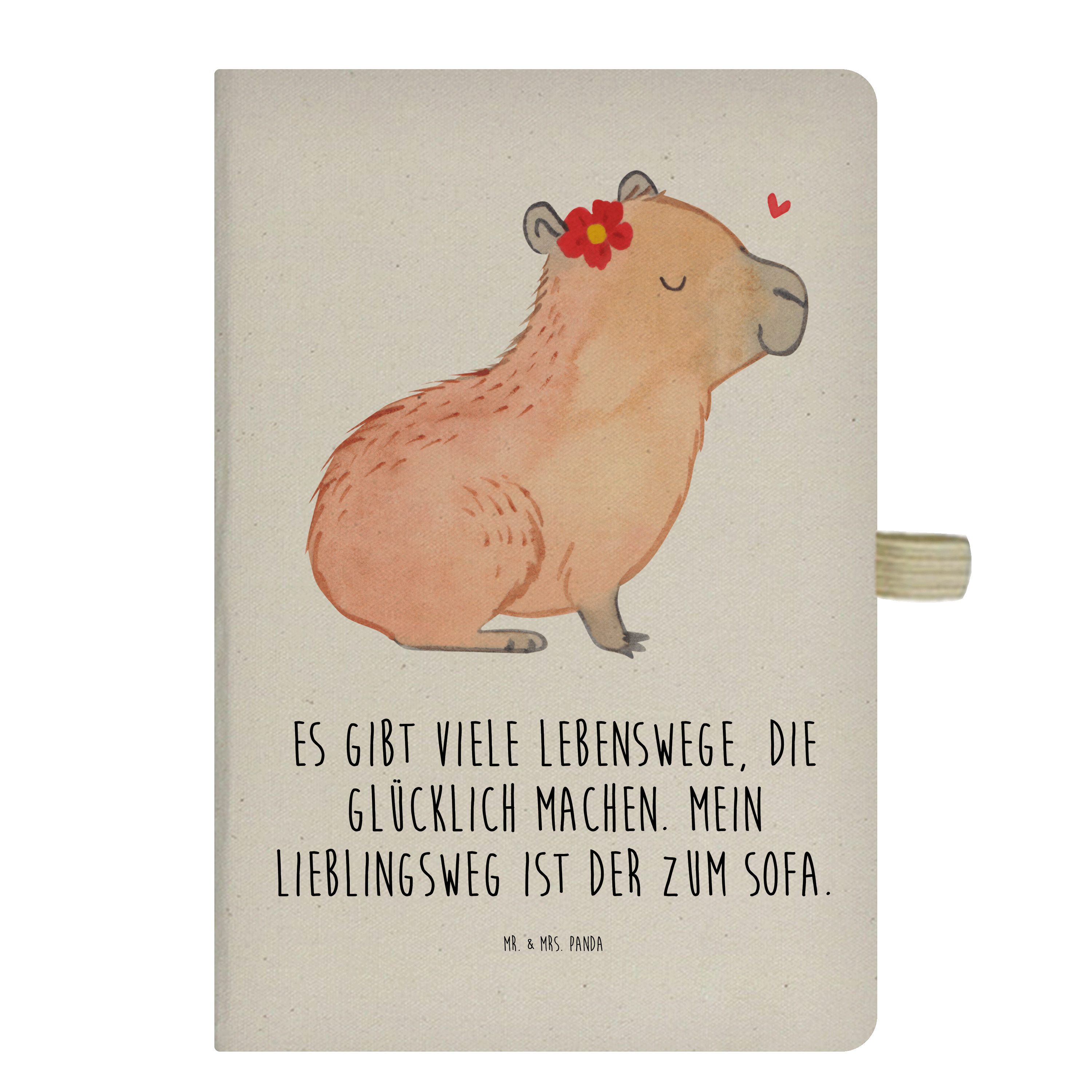 Mr. & Mrs. Panda Notizbuch Capybara Blume - Transparent - Geschenk, Kladde, Gute Laune, Tiere, E Mr. & Mrs. Panda