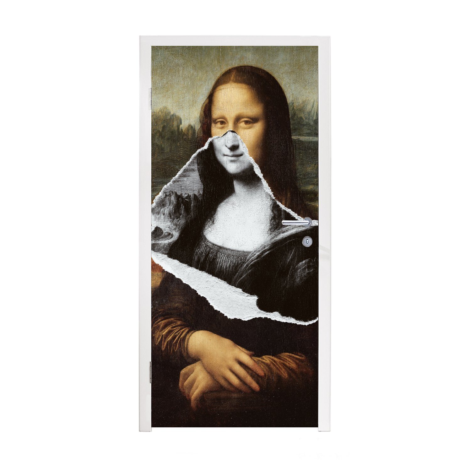 MuchoWow Türtapete Mona Lisa - Da Vinci - Kunst, Matt, bedruckt, (1 St), Fototapete für Tür, Türaufkleber, 75x205 cm