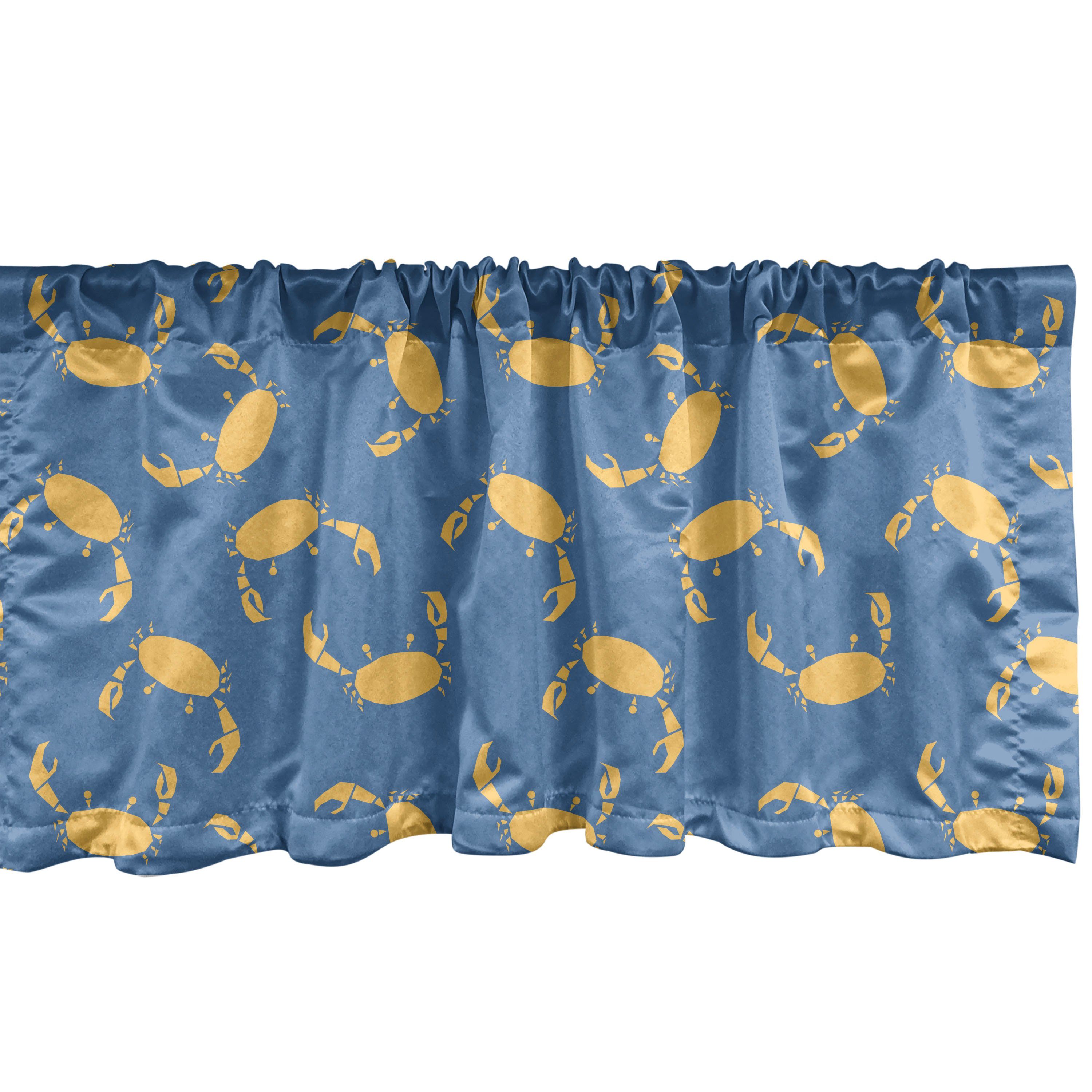 Scheibengardine Vorhang Volant für Küche Schlafzimmer Dekor mit Stangentasche, Abakuhaus, Microfaser, Nautisch Seetier Krabben-Muster