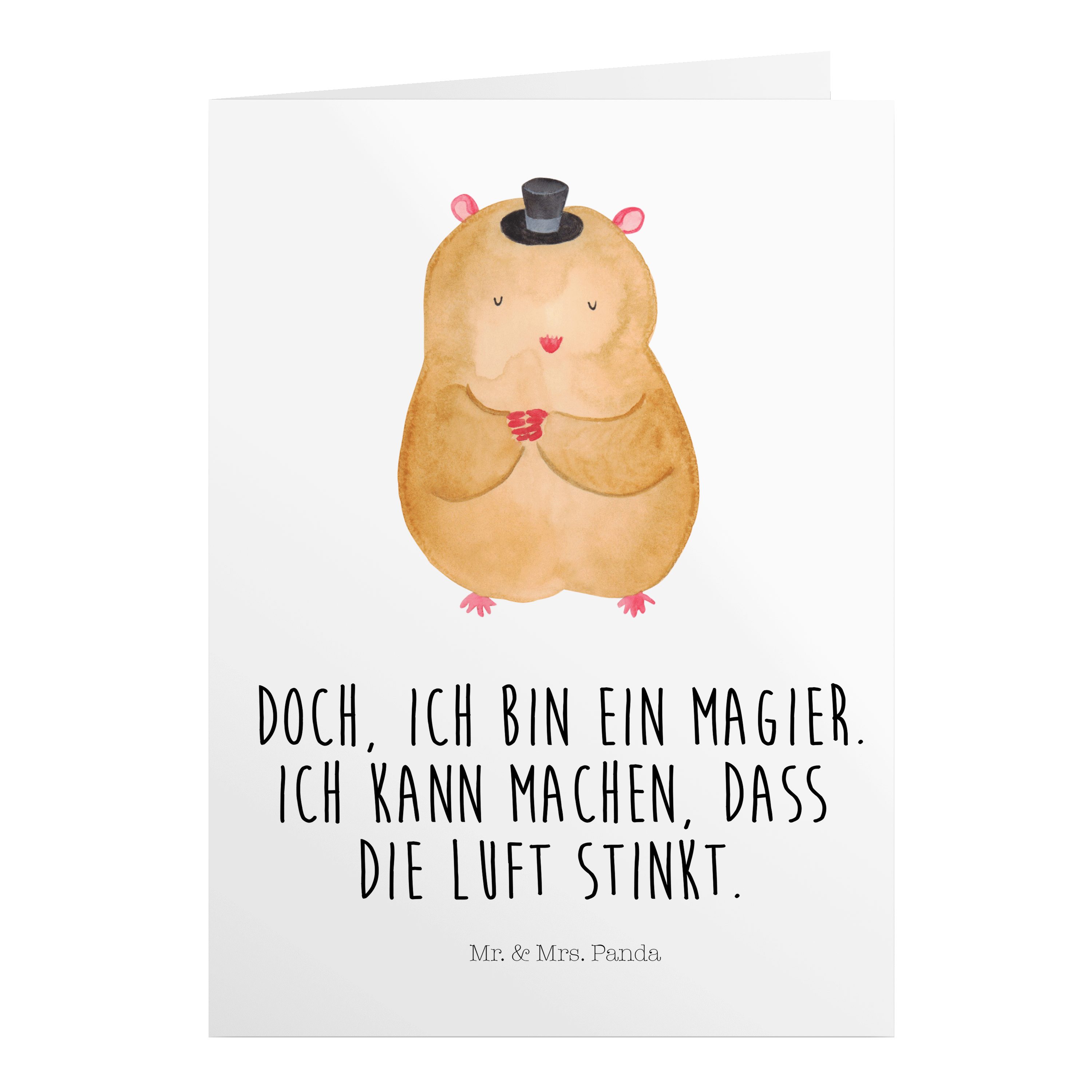 Mr. & Mrs. Panda Grußkarte »Hamster mit Hut Weiß Geburtstagskarte