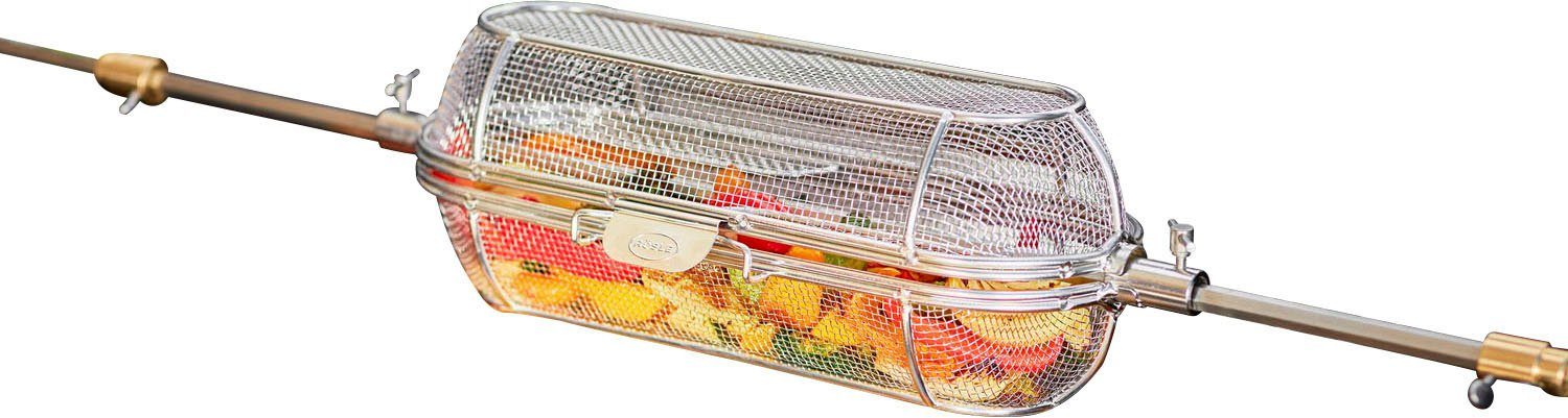 RÖSLE Drehkorb Premium, 25437, Drehspießkorb, passend zum Premium-Drehspieß, Edelstahl 18/10